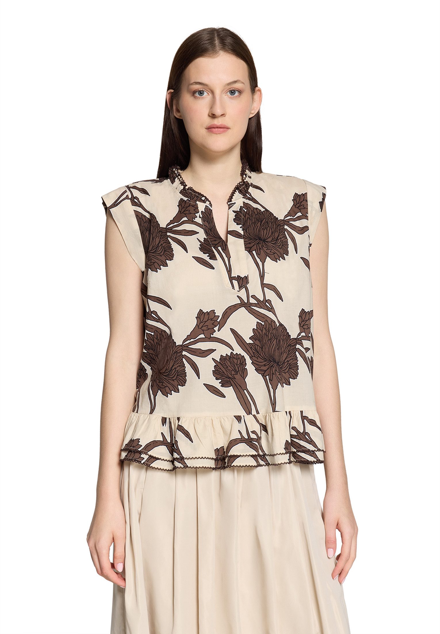 Cartoon Schlupfbluse Damen mit Raffung