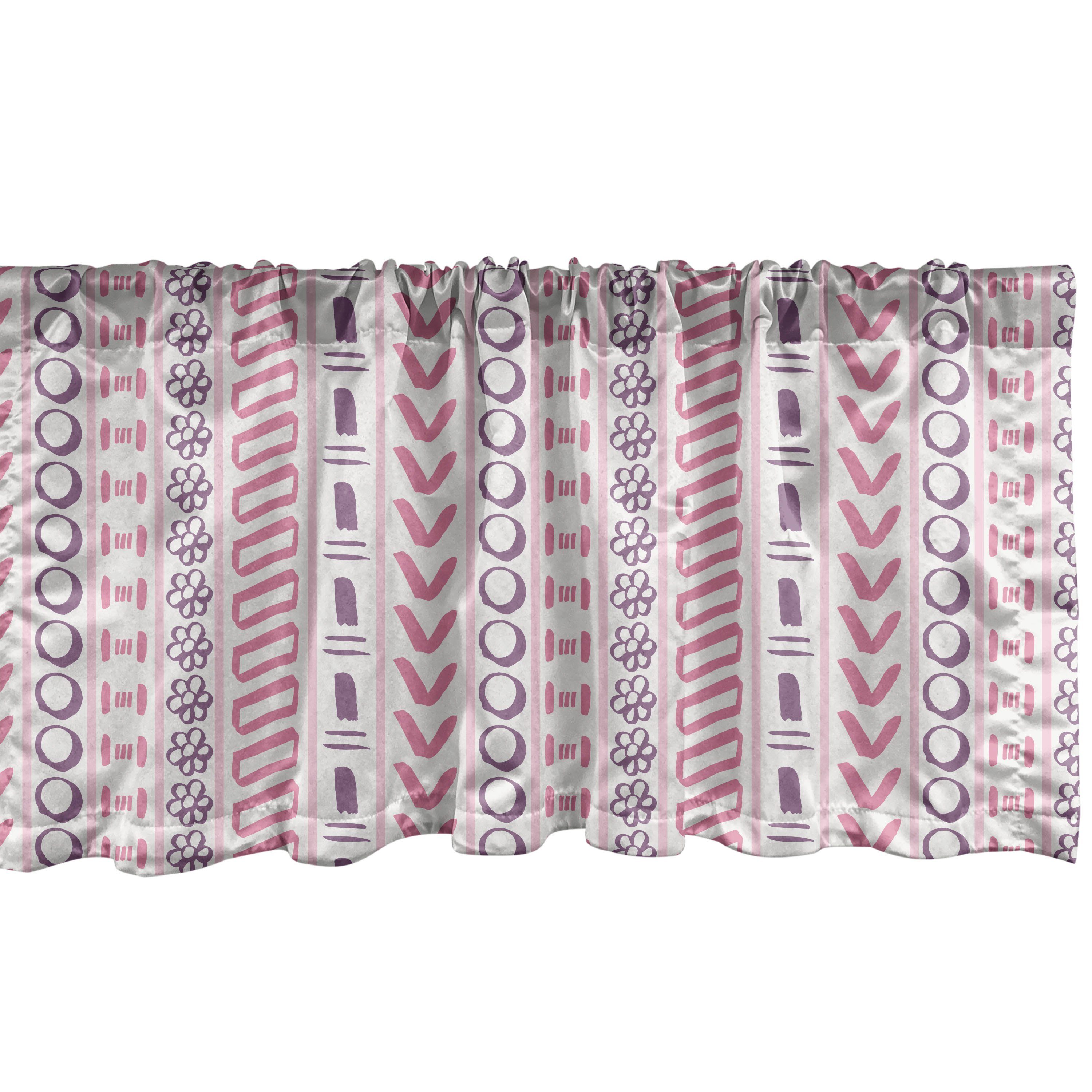 Scheibengardine Vorhang Volant für Küche Schlafzimmer Dekor mit Stangentasche, Abakuhaus, Microfaser, trippy Blumen-Kreise
