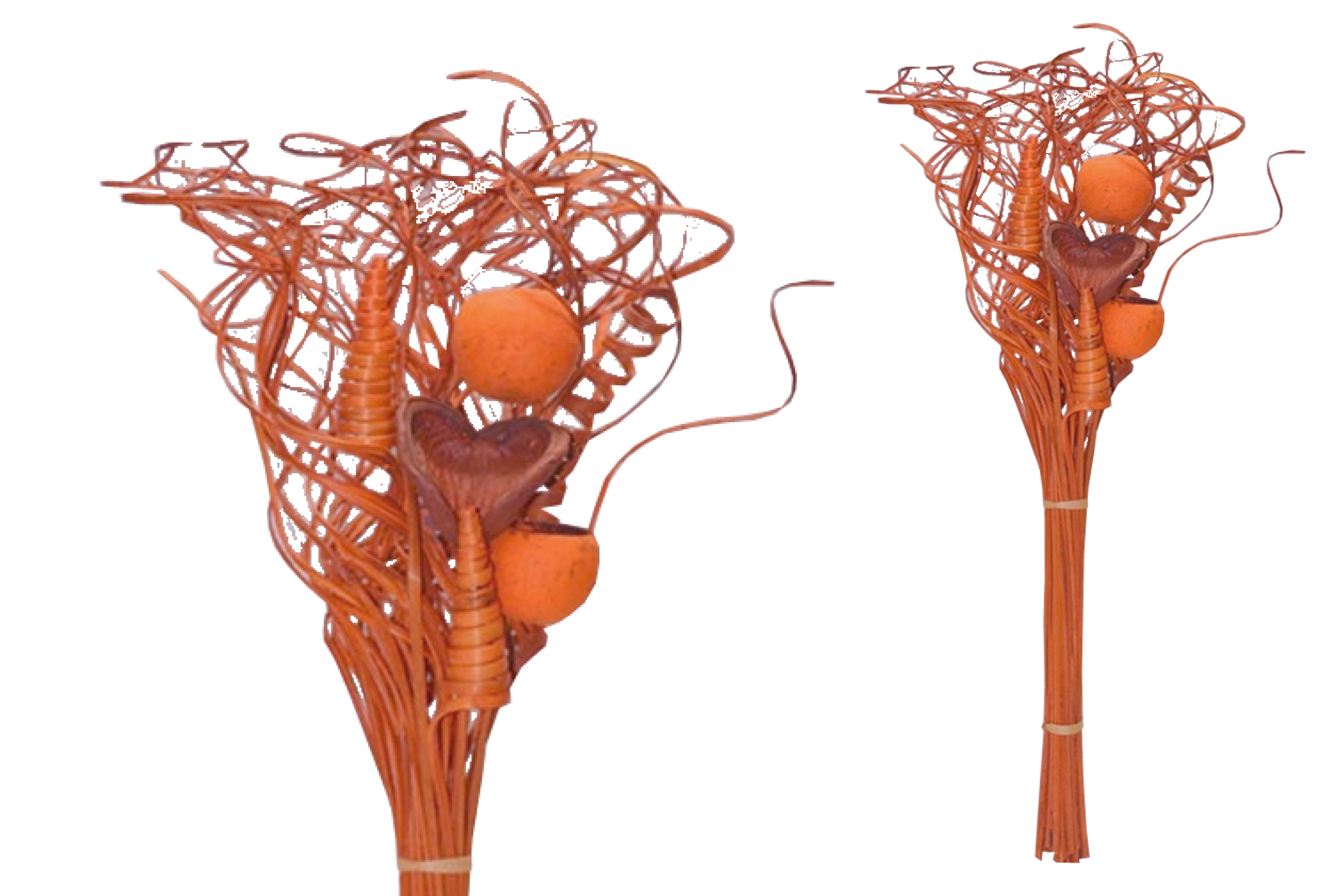 Trockenblume Grabstrauß BOHO Style Smart Curly orange 66cm Exoten Grabdeko, finehomegarden, Höhe 66 cm, Grabgestecke Всеheiligen Totensontag Trockenstrauß