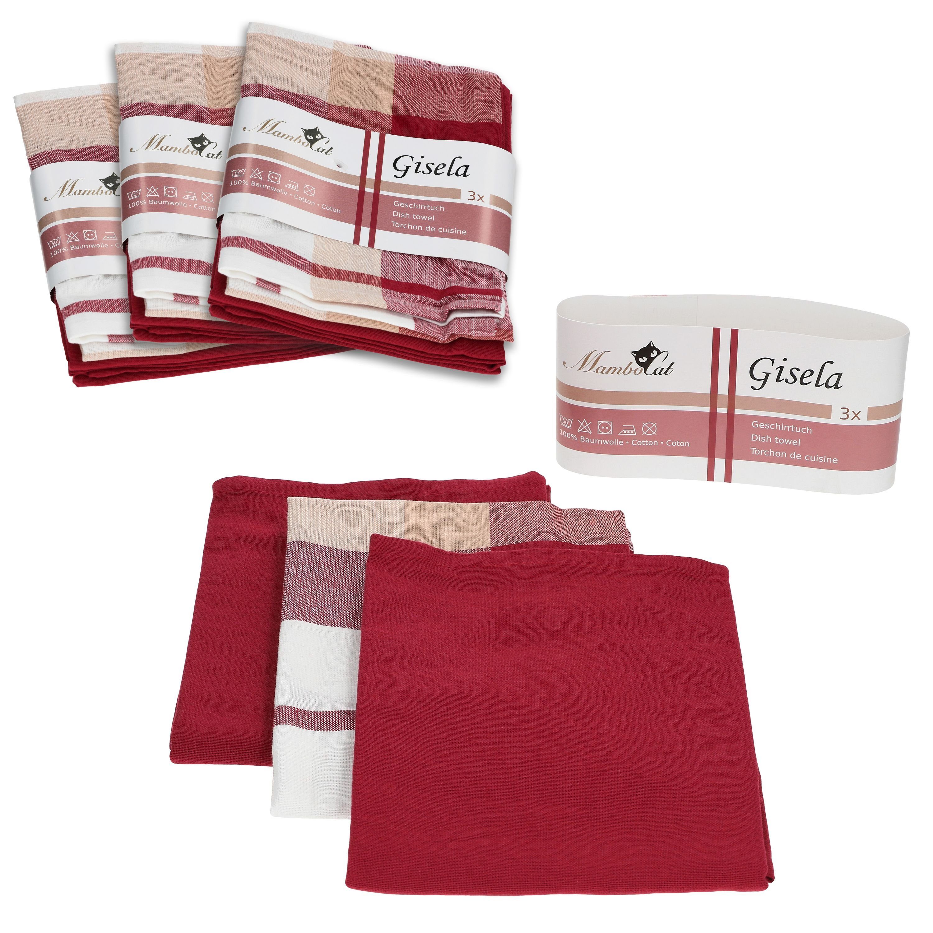 MamboCat Geschirrtuch 12er Set Gisela Rot Geschirrtücher