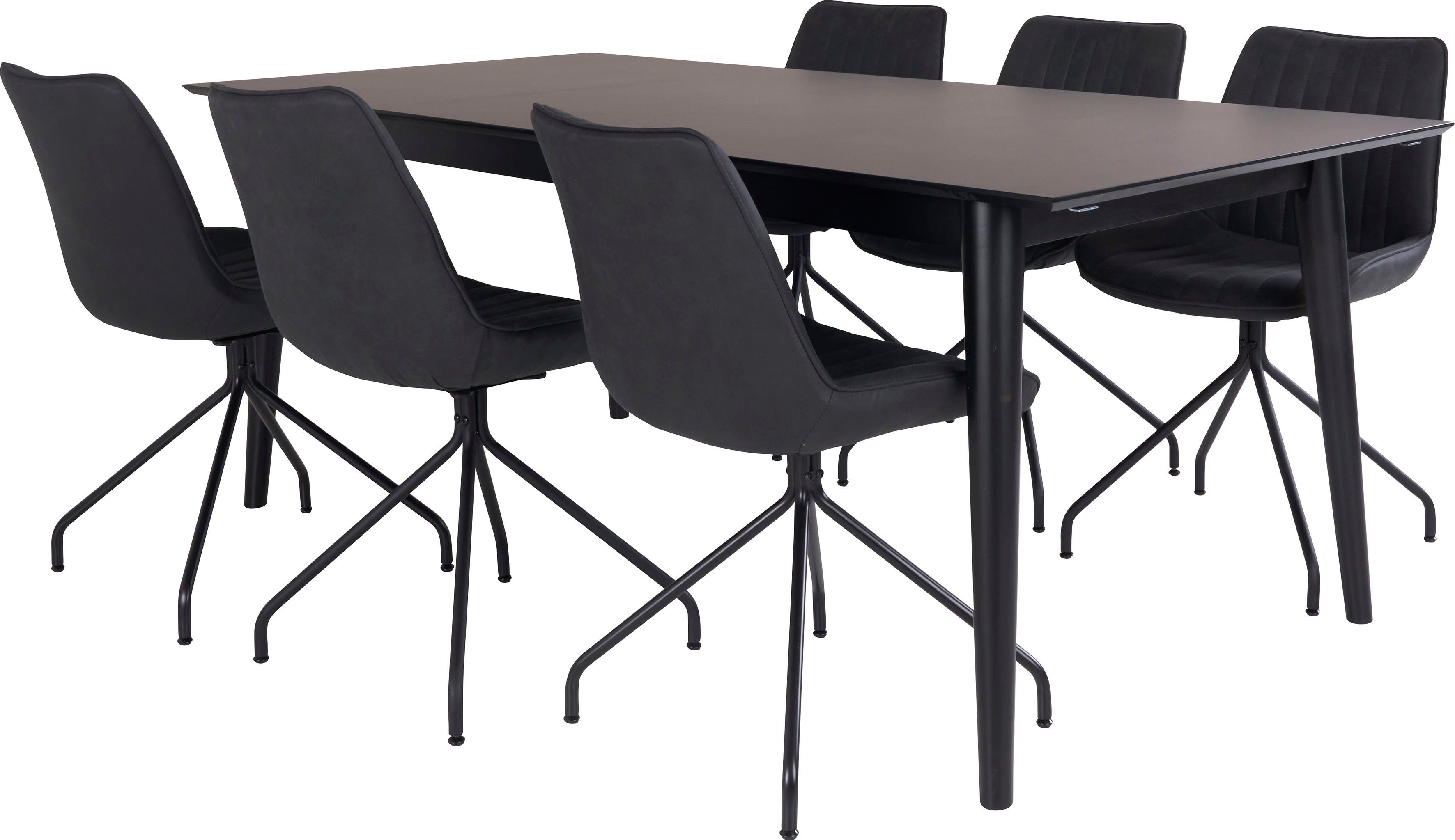 Homexperts Essgruppe Odense, (Set, 7-tlg), mit ausziehbarem Tisch schwarz/schwarz