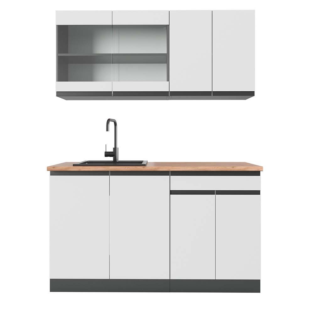 Vicco Küchenzeile R-Line, Weiß/Anthrazit, 140 cm, günstig online kaufen