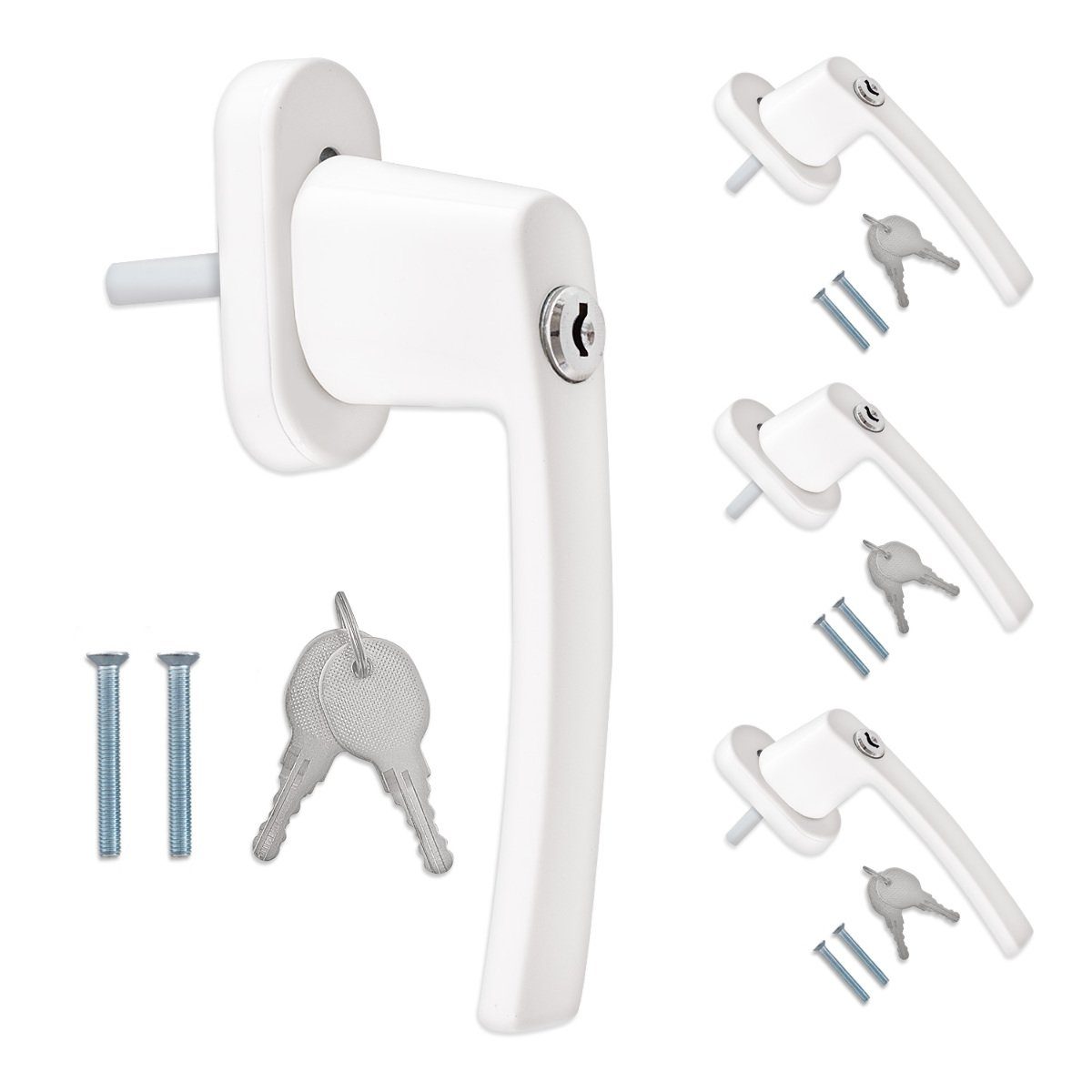 kwmobile Möbelgriff Fenstergriff Aluminium abschließbar 4x Stiftlänge 35mm weiß RAL 9016 (4-St)