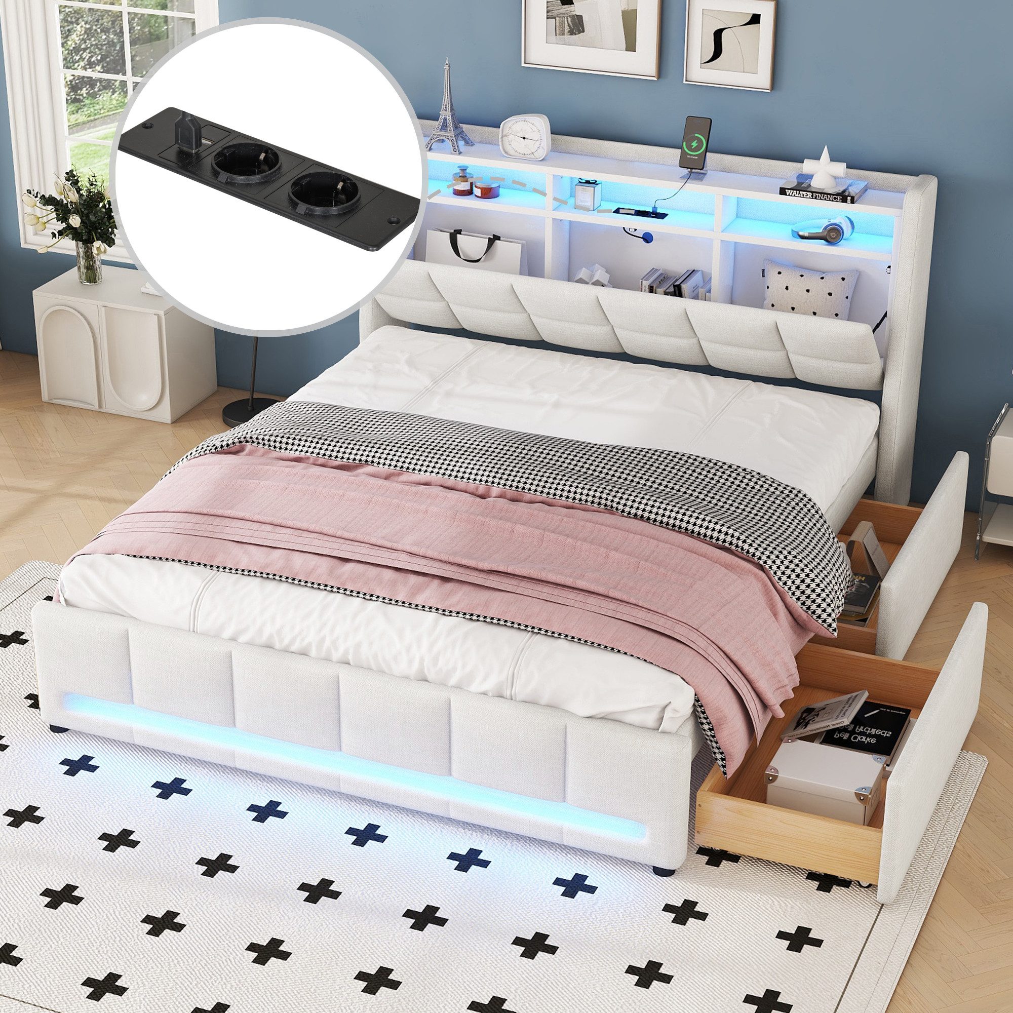 HAUSS SPOLE Polsterbett 160x200 mit LED-Licht, günstig online kaufen