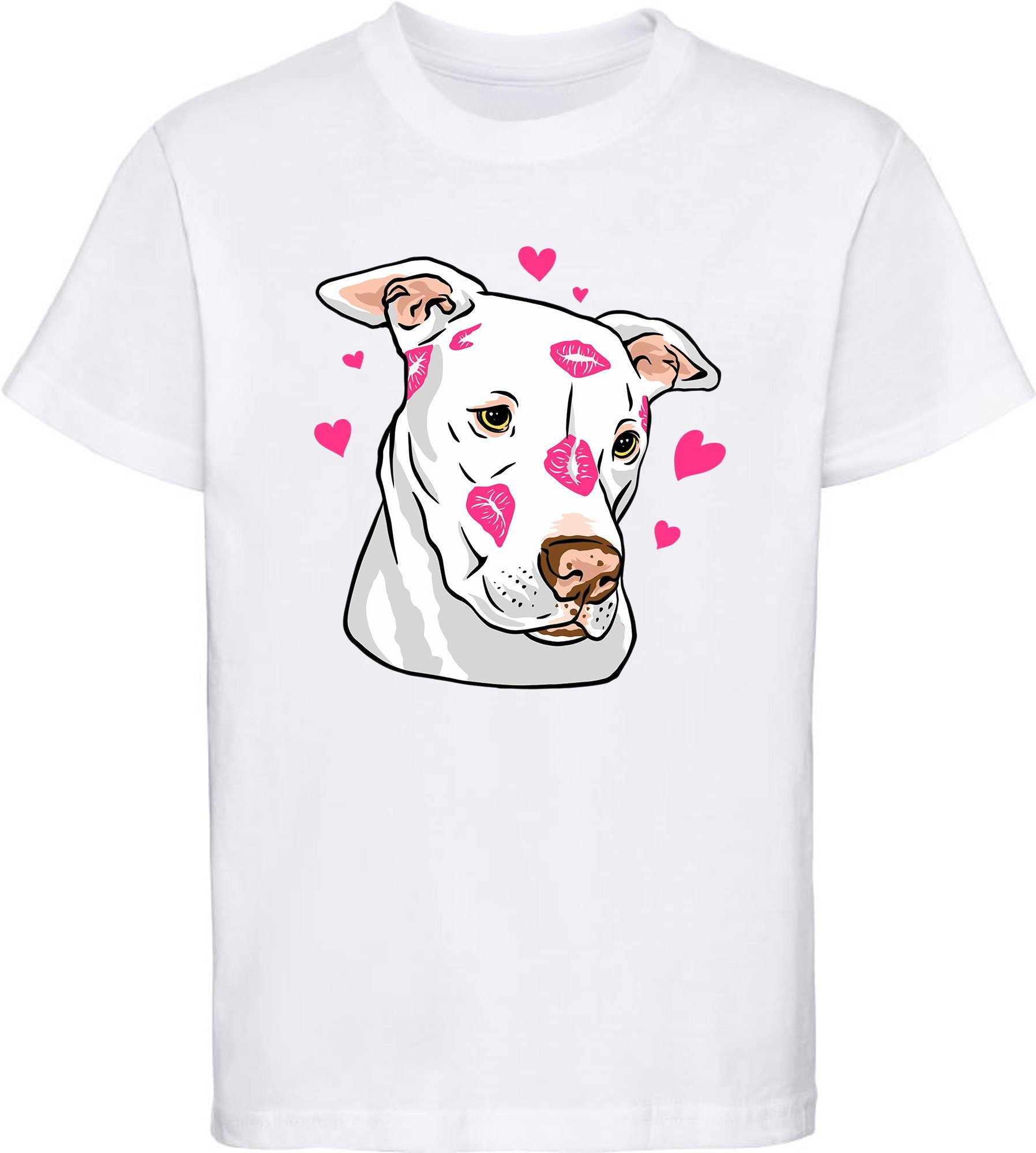 Herzen MyDesign24 Kinder Print-Shirt Aufdruck, weiss Pitbull mit Baumwollshirt bedrucktes i229 mit - Hunde T-Shirt