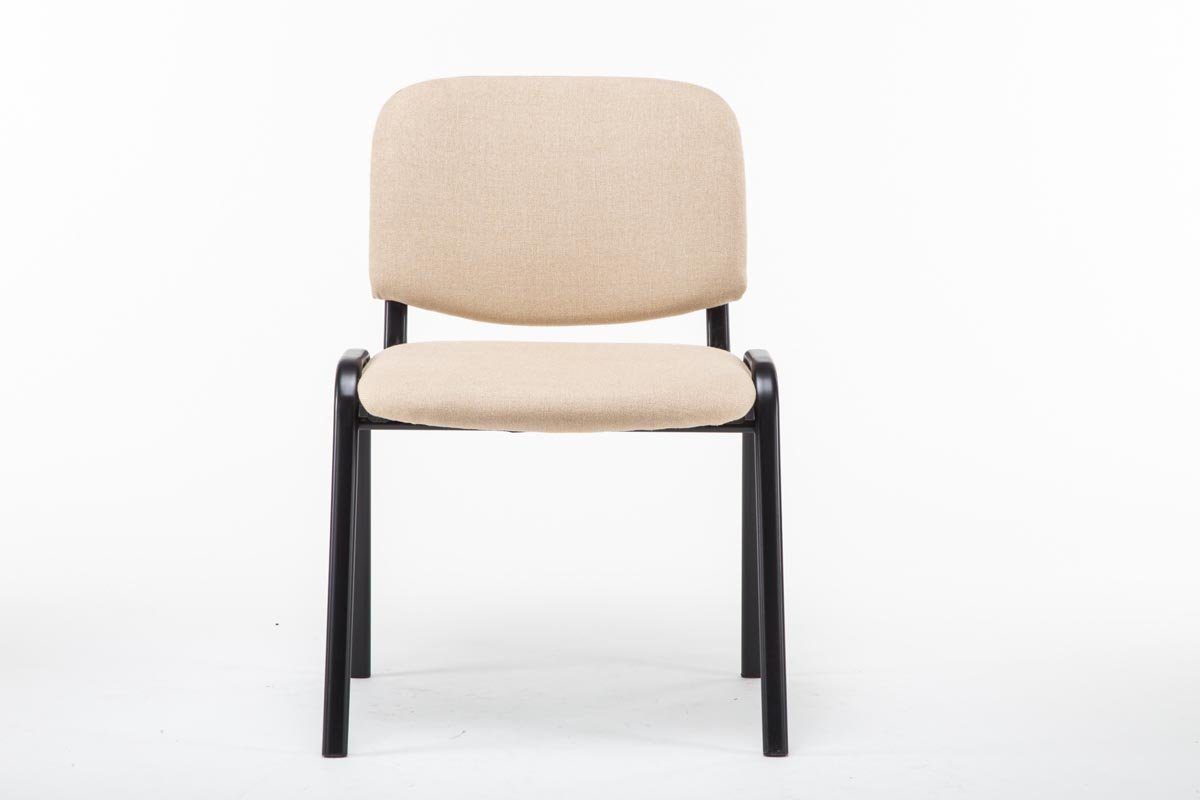 Konferenzstuhl - Keen - Sitzfläche: Besucherstuhl Gestell: schwarz - Warteraumstuhl Polsterung Metall TPFLiving - hochwertiger Stoff Messestuhl), creme (Besprechungsstuhl mit