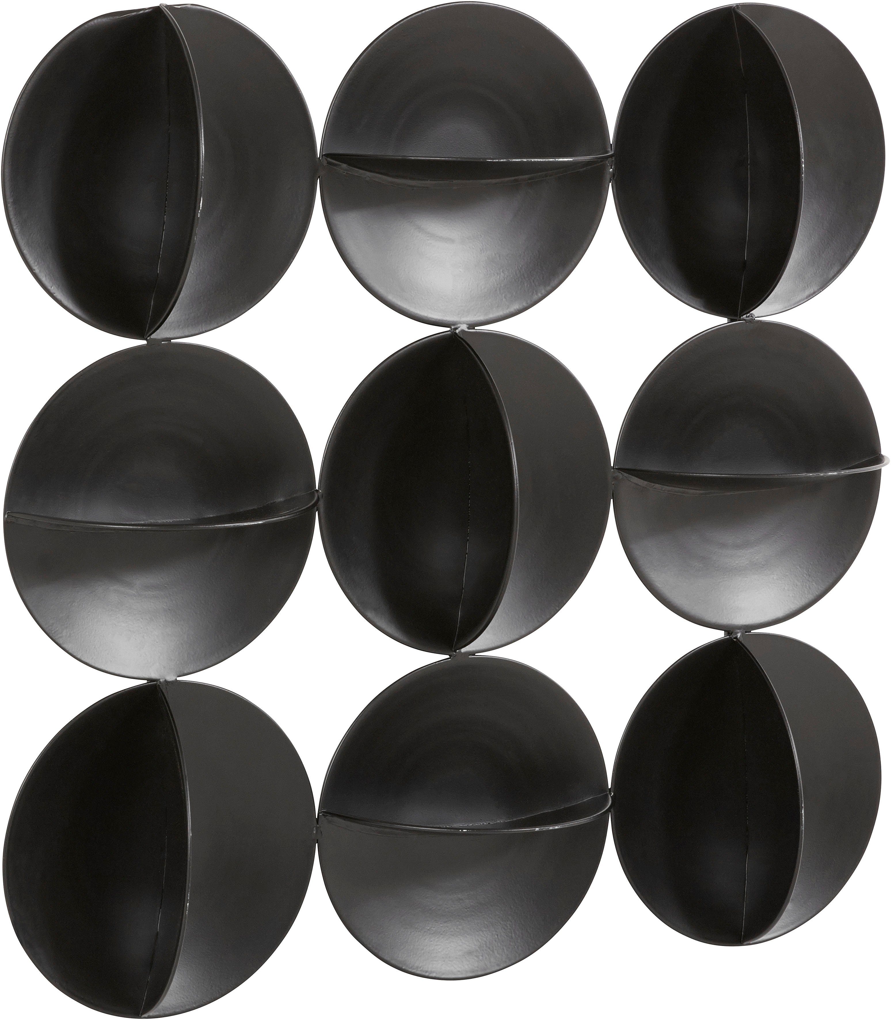 Kreise, Lena by Gercke Home schwarz Metall, aus LeGer Wohnzimmer Wanddeko, Wanddekoobjekt aus bestehend 9 Elementen,