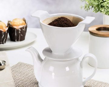 Xavax Permanentfilter Kaffee-Filter Porzellan-Filter Größe 4 Tassen, Porzellan, Universal Dauerfilter, Permanentfilter für Kaffee-Pulver gemahlener Kaffee, Spülmaschinengeeignet