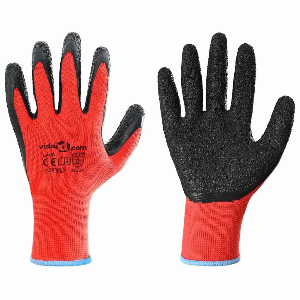 Arbeitshandschuh-Set Arbeitshandschuhe 12 pcs Rot und Schwarz 9 / l Latexbeschichtung