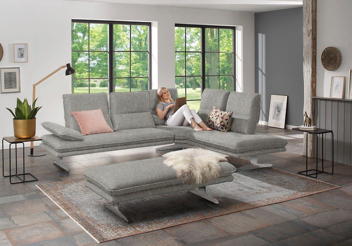 W.SCHILLIG Ecksofa broadway, Designsofa, mit tollem Sitzkomfort, L-Form, Sitztiefenverstellung, Kopfteil- & Seitenteilverstellung, Breite 284cm