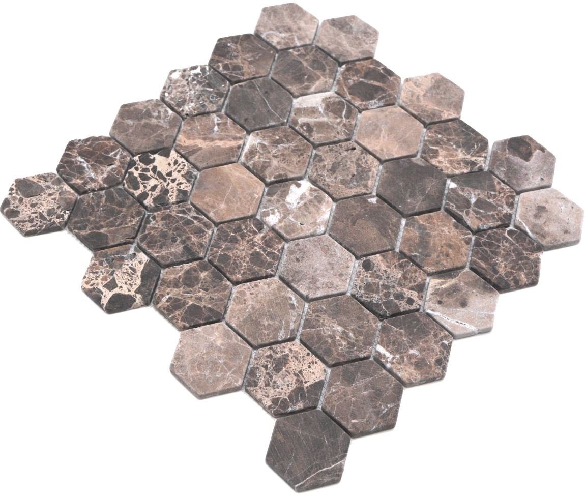 Mosaikfliesen / 10 Marmormosaik Mosani braun matt Mosaikfliesen Matten