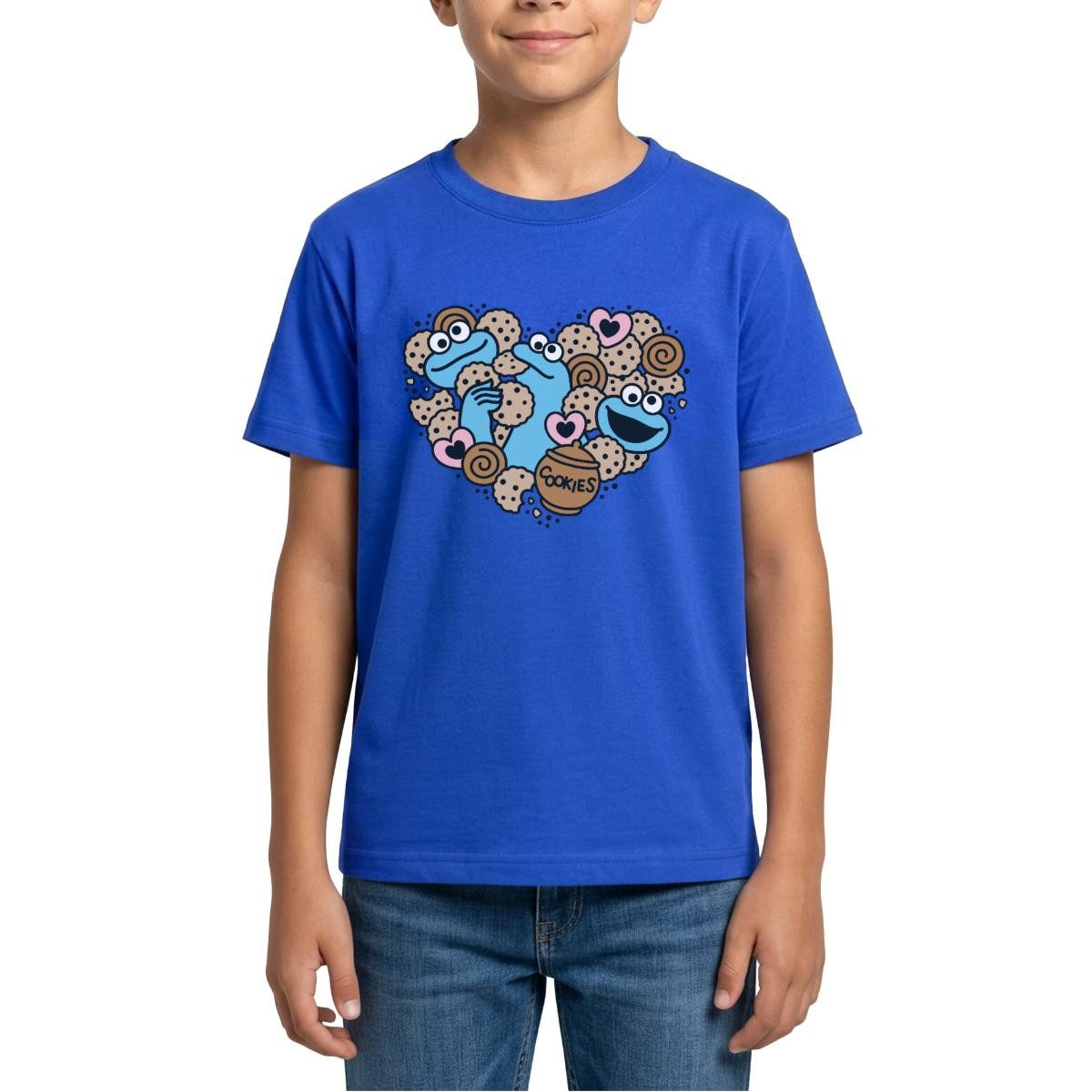 T-Shirt Sesamstraße Herz Mit Krümelmonster Teenager T-Shirt