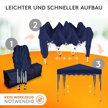 Kronenburg Partyzelt Faltpavillon 3x3m blau, wasserdicht, mit 2 Seitenteilen