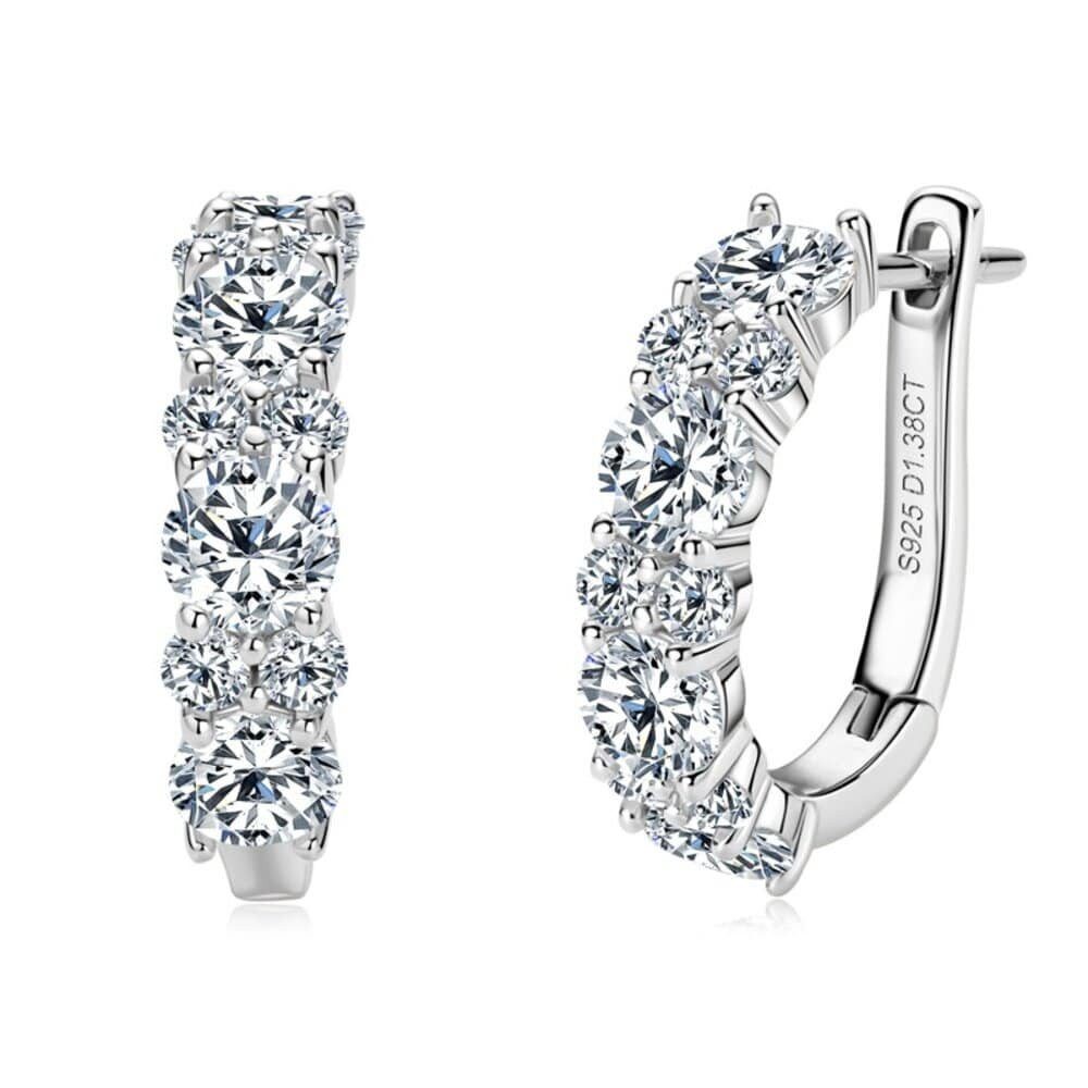ROUGEMONT Paar Creolen Luxus Moissanit Damen Creolen Ohrringe 925 Sterling Silber, Echtschmuck mit Echtheitszertifikat