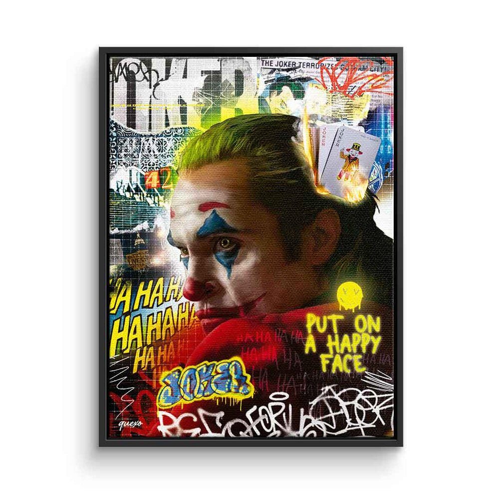 DOTCOMCANVAS® Leinwandbild, Joker Leinwandbild Batman Pop Art Collage Graffiti schwarzer Rahmen