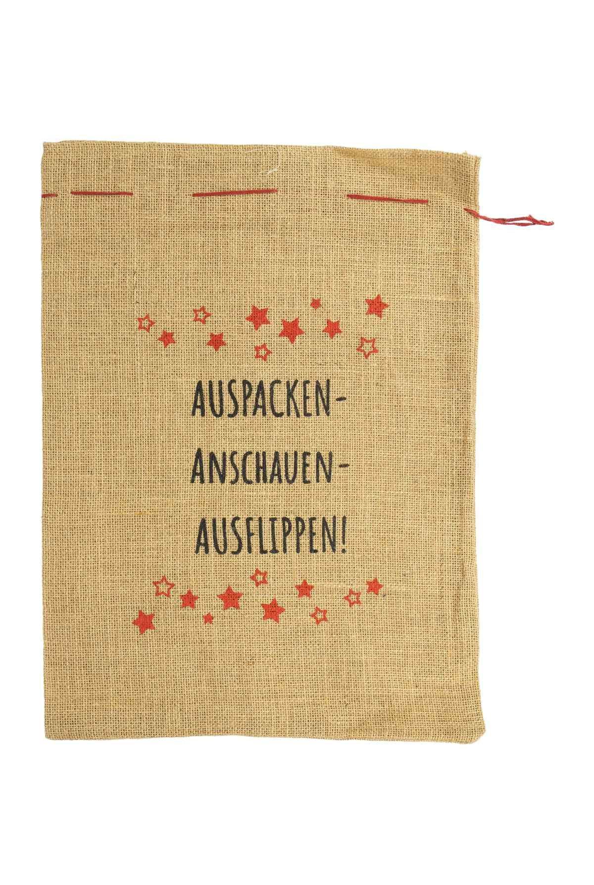 Christbaumschmuck Riffelmacher Geschenksack 'Auspacken...' 36x48 cm