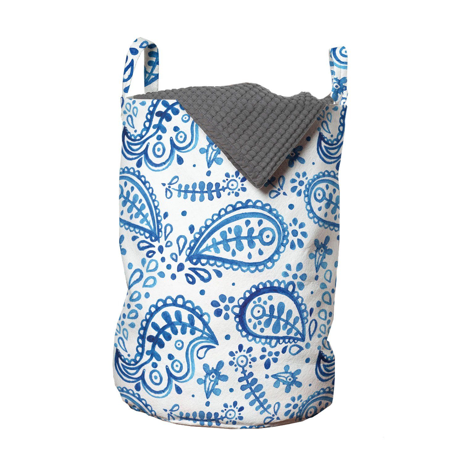 Ikat Griffen mit Waschsalons, Wäschekorb Abakuhaus Wäschesäckchen für Stil Aquarell Paisley Kordelzugverschluss