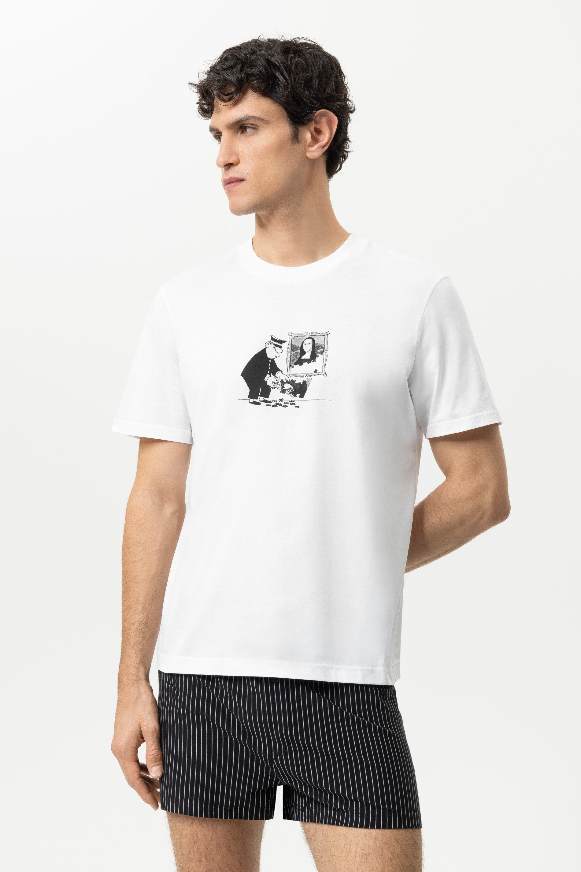 Pyjamaoberteil Mey T-Shirt Serie mey x LORIOT mit Print T-Shirt
