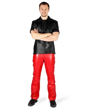 Fetish-Design Lederhose Lederhose Rot 5-Pocket Herren weiches Lamm-Nappa-Leder