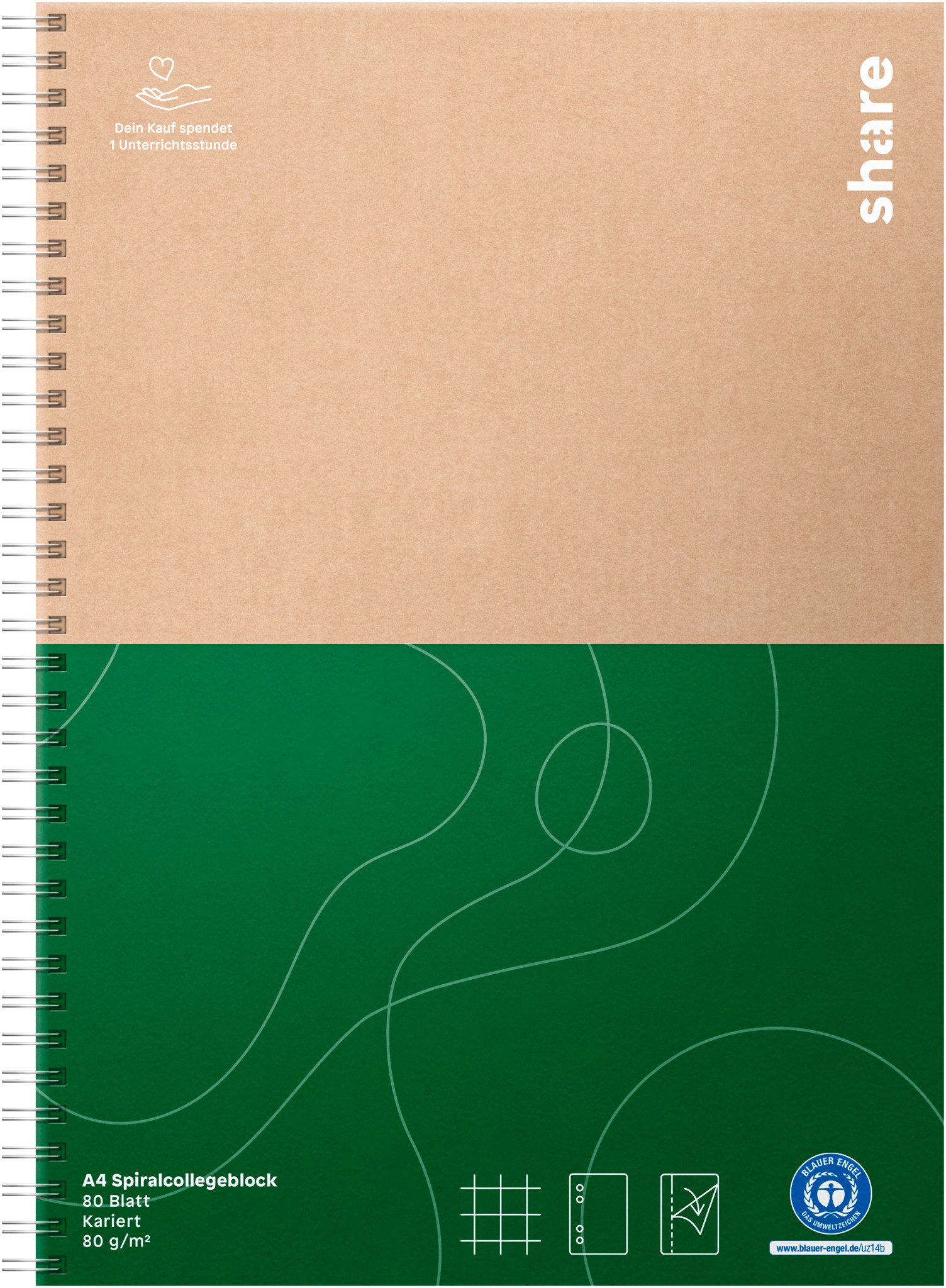 share Malstift Collegeblock, A4 kariert, 80 Blatt