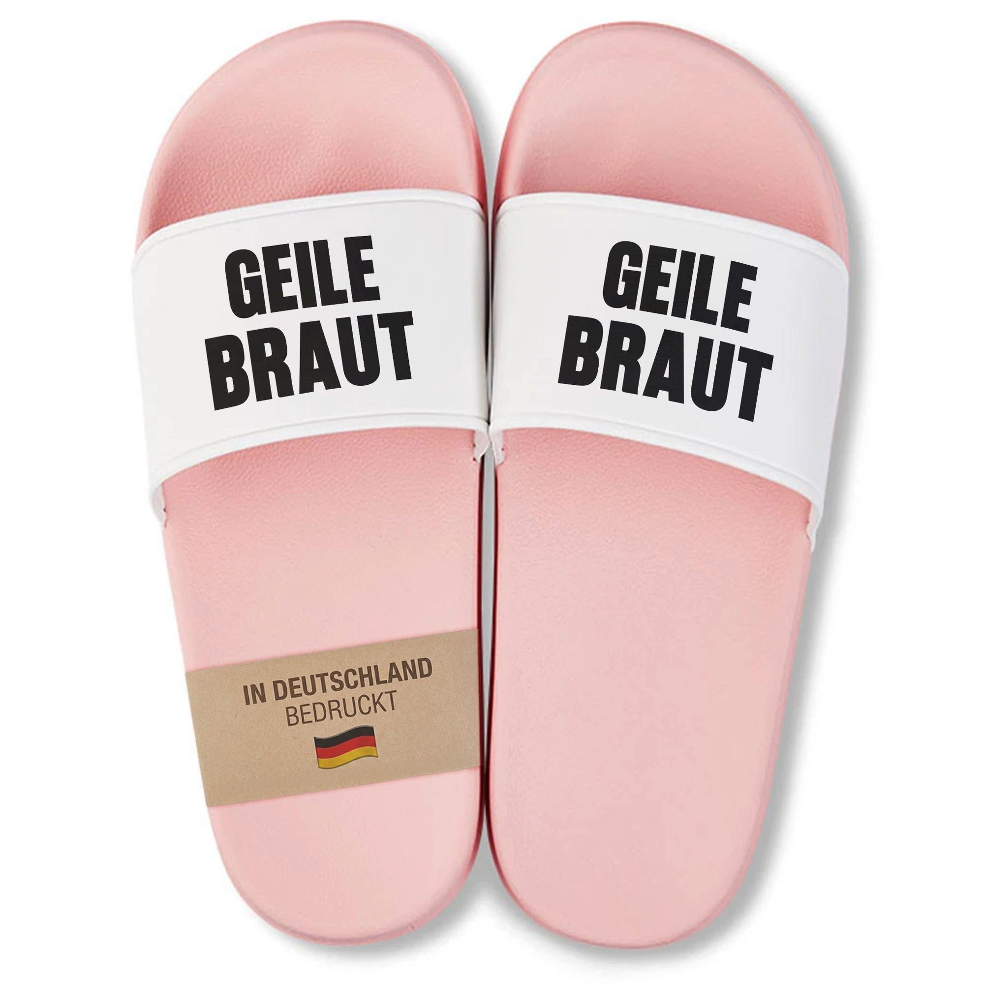 22Feels JGA Geschenk Braut Geile Braut Badelatschen Pink Damen Lustig Badepantolette IN DEUTSCHLAND BEDRUCKT