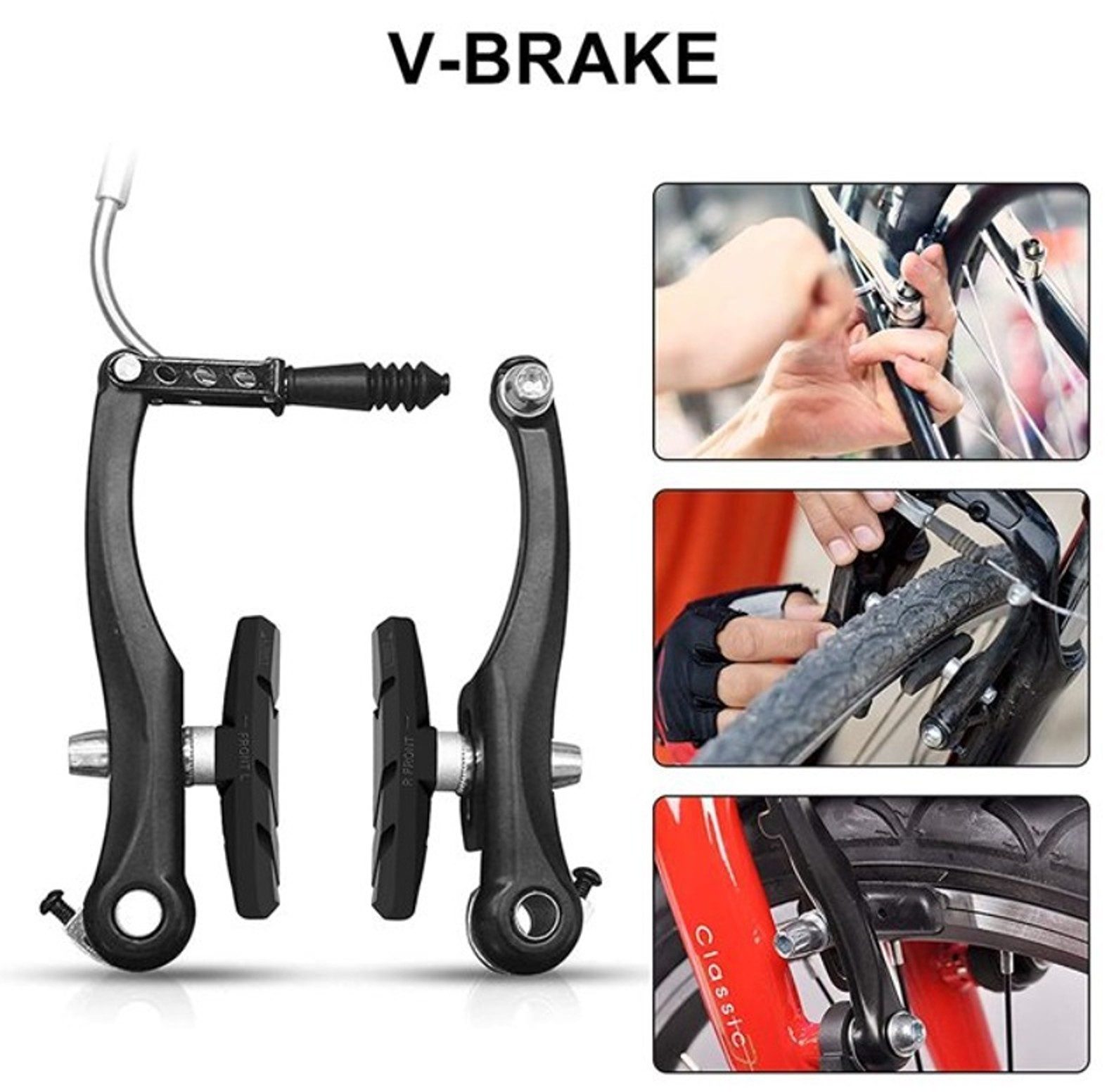 BAYLI V-Brake 2 Stück Fahrrad Bremsen Set für Shimano, 1 Paar Bremsschuhe schwarz