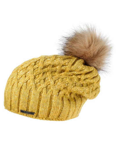 CAPO Strickmütze CAPO-CERRI CAP fake fur pompon Made in Germany