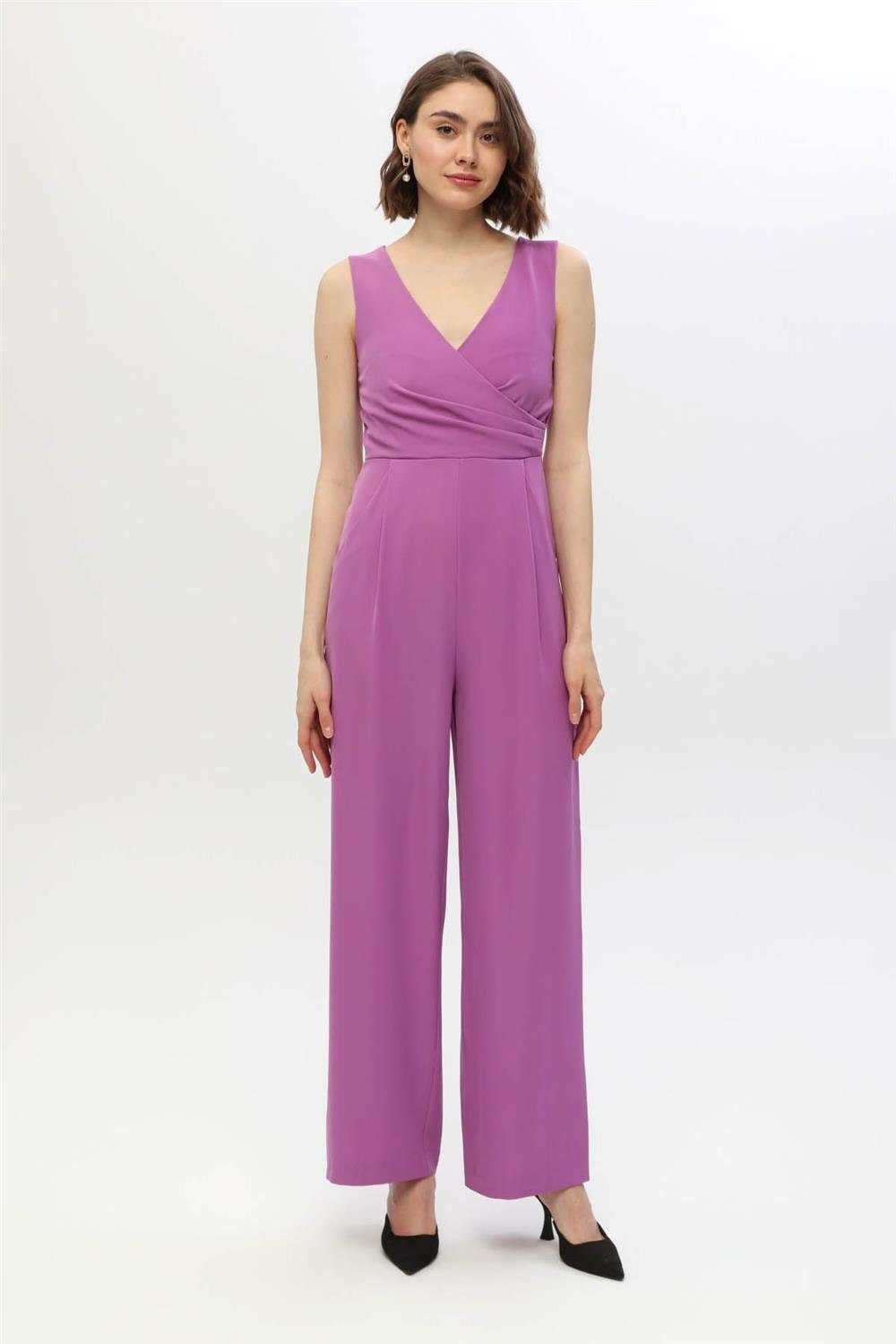 Overall Gegossener Reifen Hals Jumpsuit