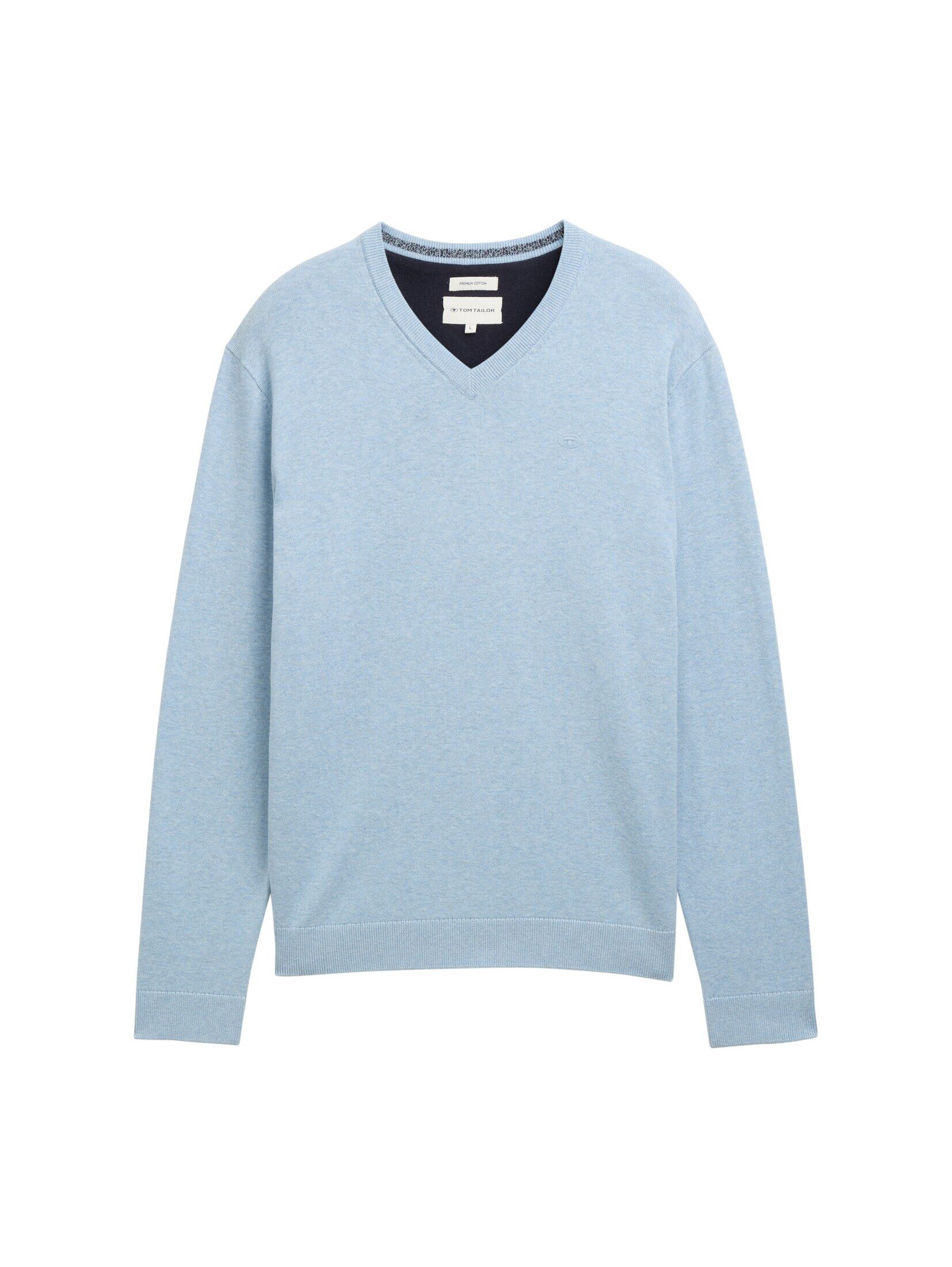 TOM TAILOR V-Ausschnitt-Pullover, mit kleiner Logo-Stickerei günstig online kaufen