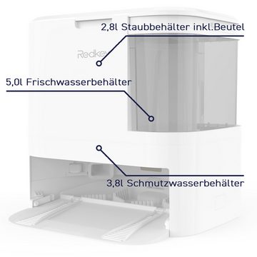 Redkey Nass-Trocken-Saugroboter R20 Staubsauger Roboter mit Absaugstation Weiß