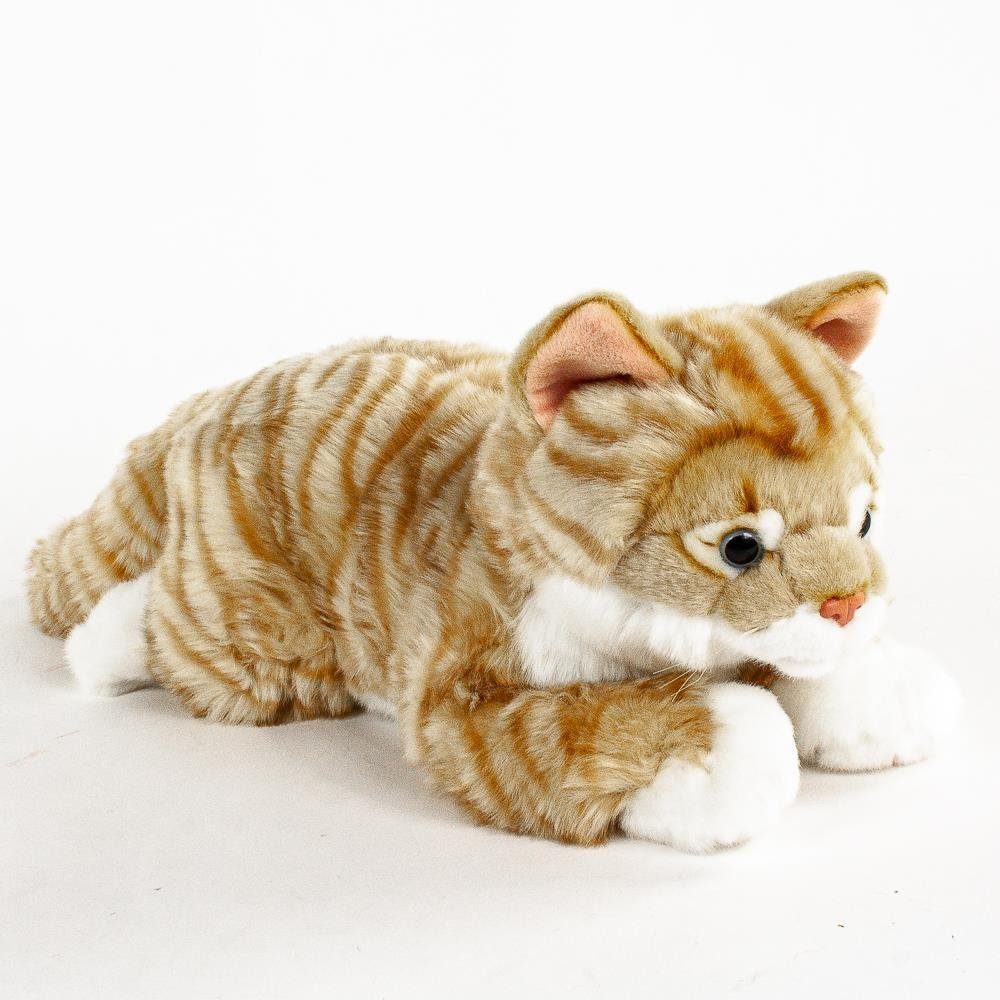 Teddys Rothenburg Kuscheltier Katze rot getigert liegend 40 cm Plüschkatze Stofftier (Plüschtier, Stoffkatze, Kätzchen)