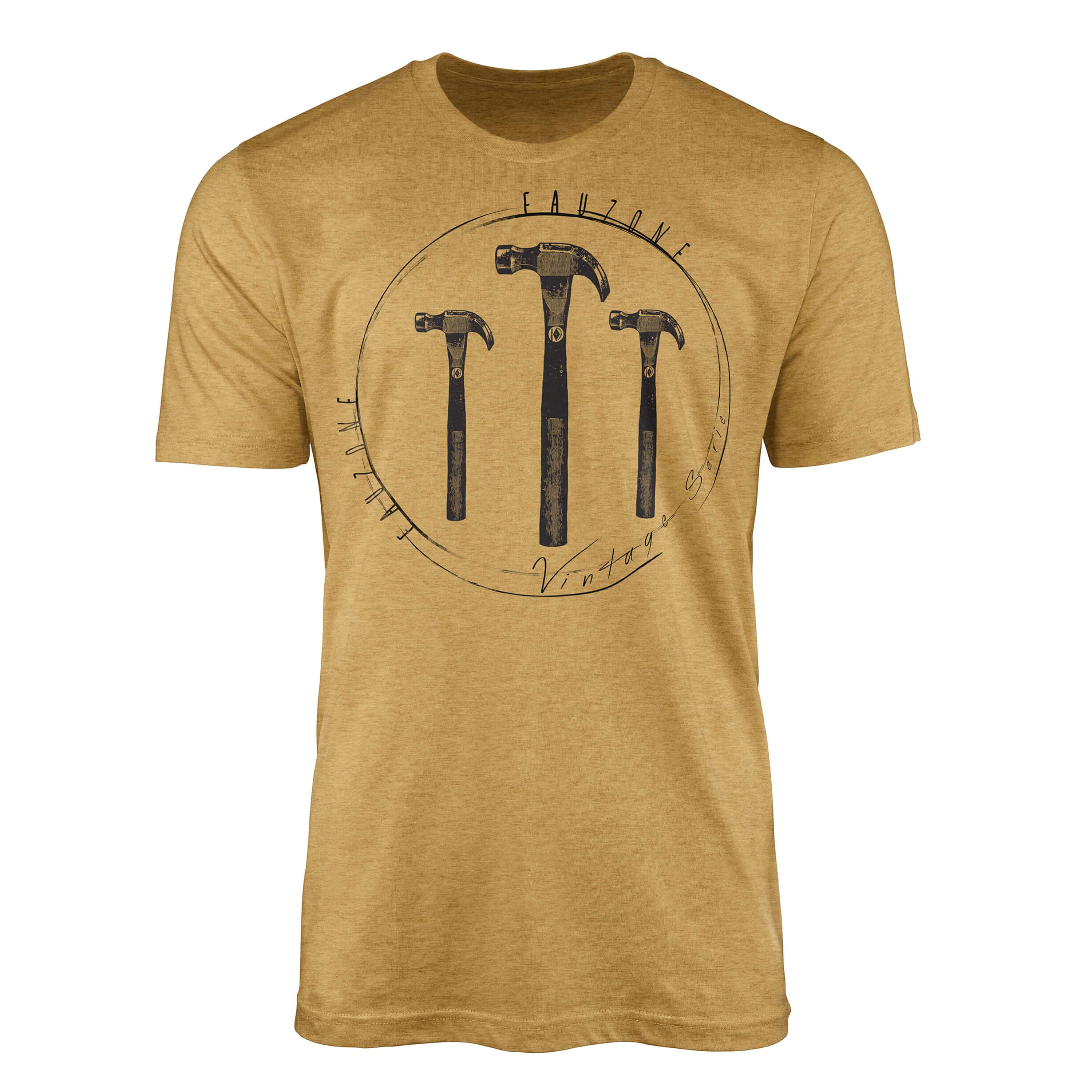 Sinus Art T-Shirt Vintage Herren T-Shirt Hammer Antique Gold