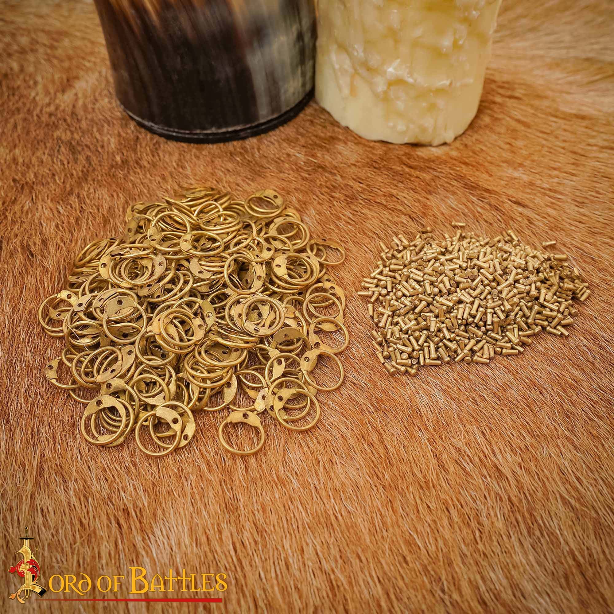 Lord Of Battles Ritter-Kostüm Kettenringe mit Pilzkopfnieten, ID 9 mm, Stärke 18 Gauge (1,3 mm)