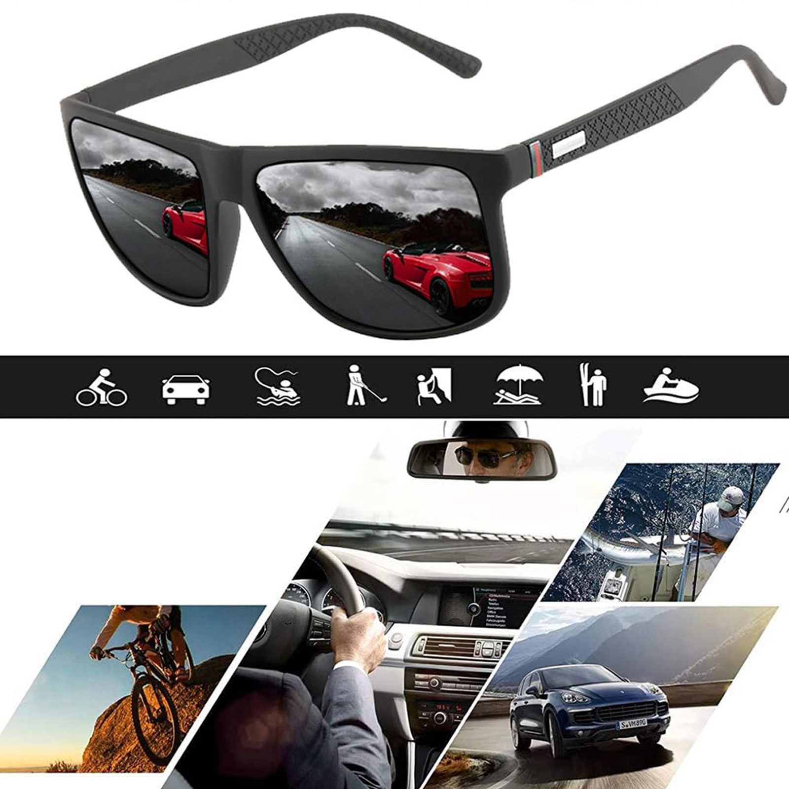 OKWISH Sonnenbrille 2Paar Polarisiert Sportbrille Herren Damen (UV400-Schutz, 2-St., Klassisch, HD-Pilotobjektive, Voller Blendschutz, Reisebrille) für Outdoor Camping Reisen Freizeit Laufen Radfahren usw