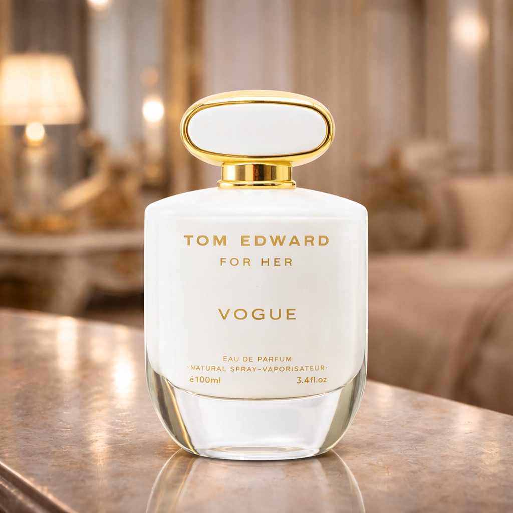 TOM EDWARD Eau de Parfum Tom Edward Vogue for Her Blumig Holzig Weich 100 ml, 1-tlg., Hergestellt in UK, Luxuriöser Damenduft, Langanhaltend