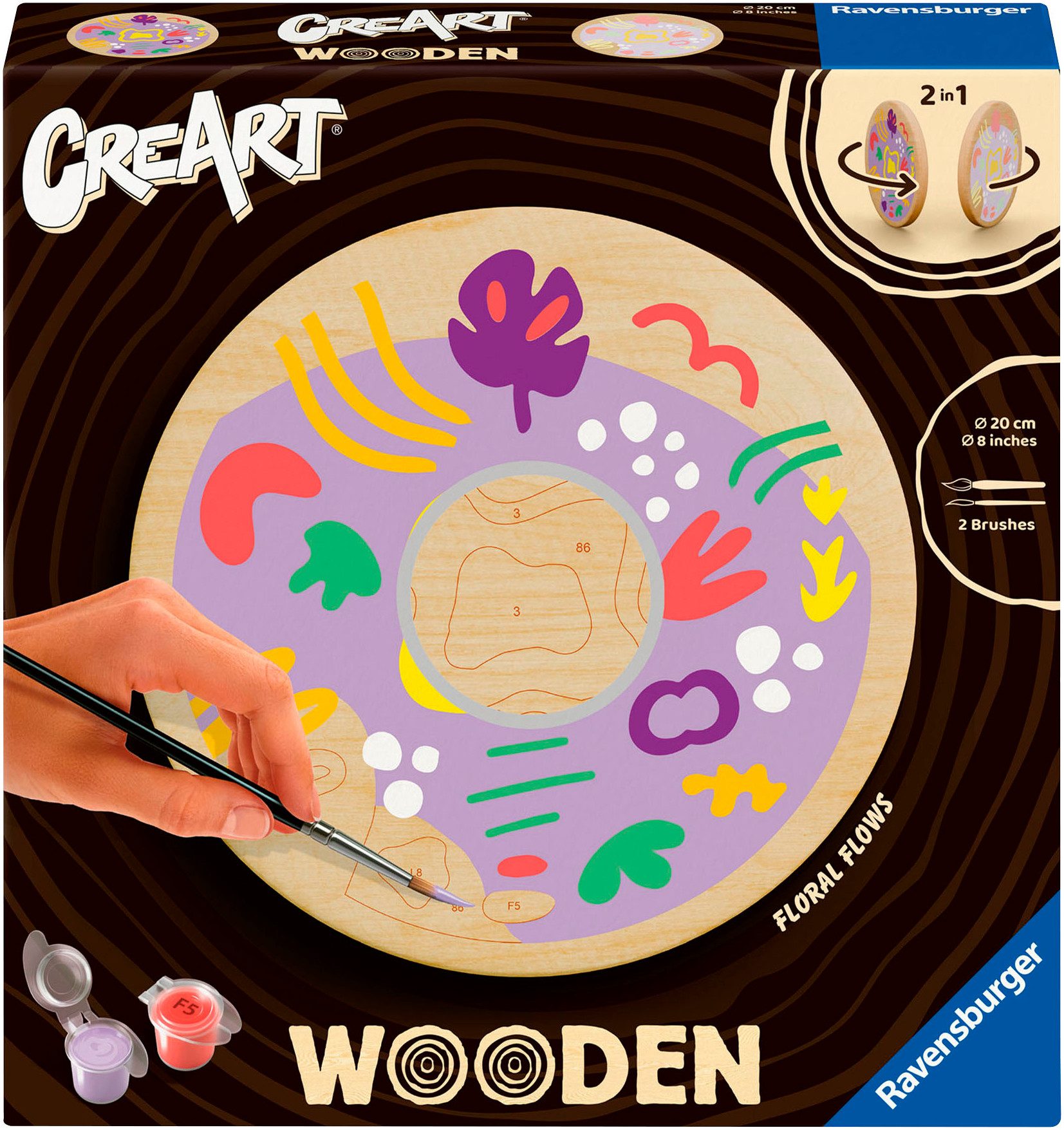 Ravensburger Malen nach Zahlen CreArt, Wooden, Floral flows, Made in Europe