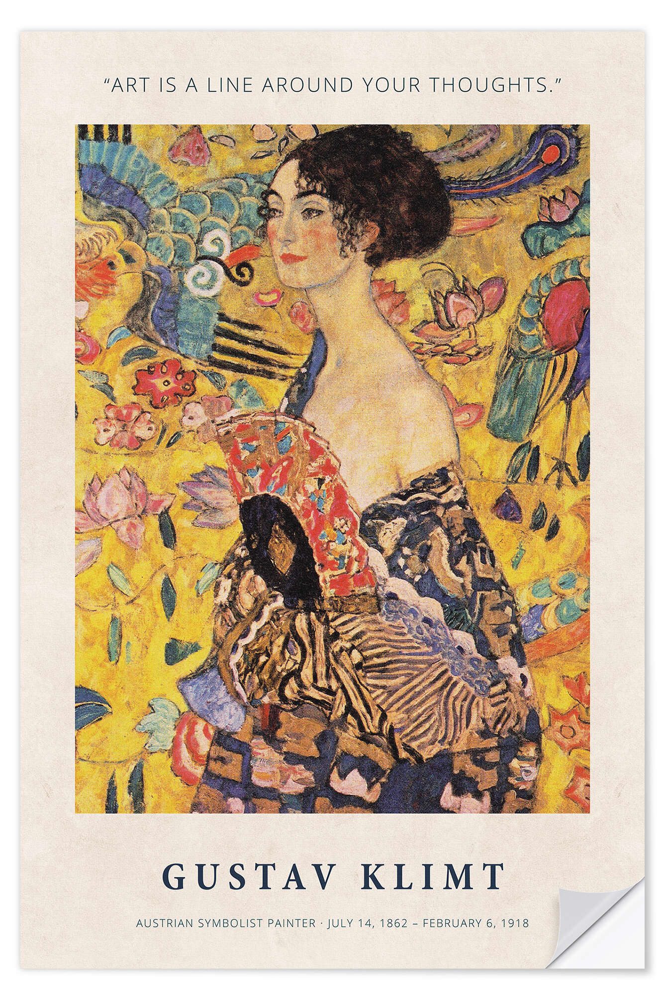 Posterlounge Плакат Gustav Klimt, Art is a Line around Your Thoughts, Schlafzimmer Modern Malerei