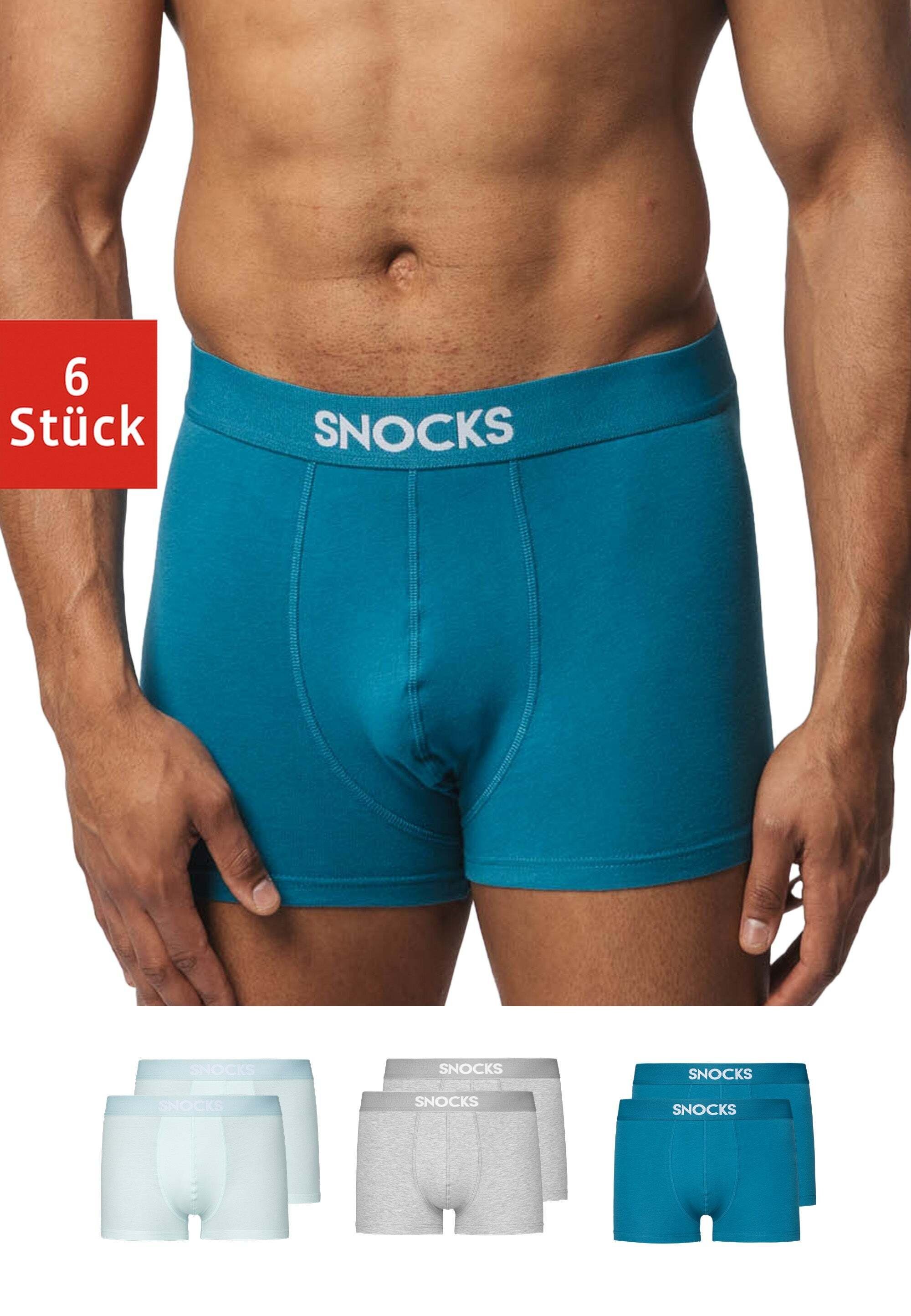 SNOCKS Боксерские мужские трусы, боксерки Enge Pants Herren Unterhose mit Print (6-St) aus Bio-Baumwolle, ohne kratzenden Zettel