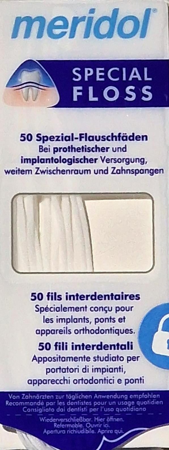 Meridol Zahnseide Meridol Spezial Flauschfäden 50 Stück, (0-St)