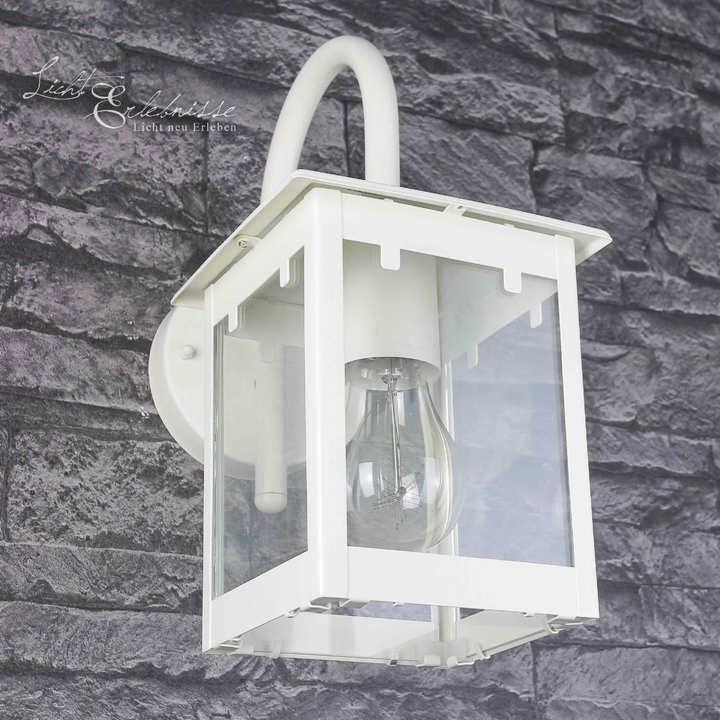 Licht-Erlebnisse Außen-Wandleuchte Lampe robust Creme ohne Leuchtmittel, Metall AußenWandlampe Garten CREME, Terrasse