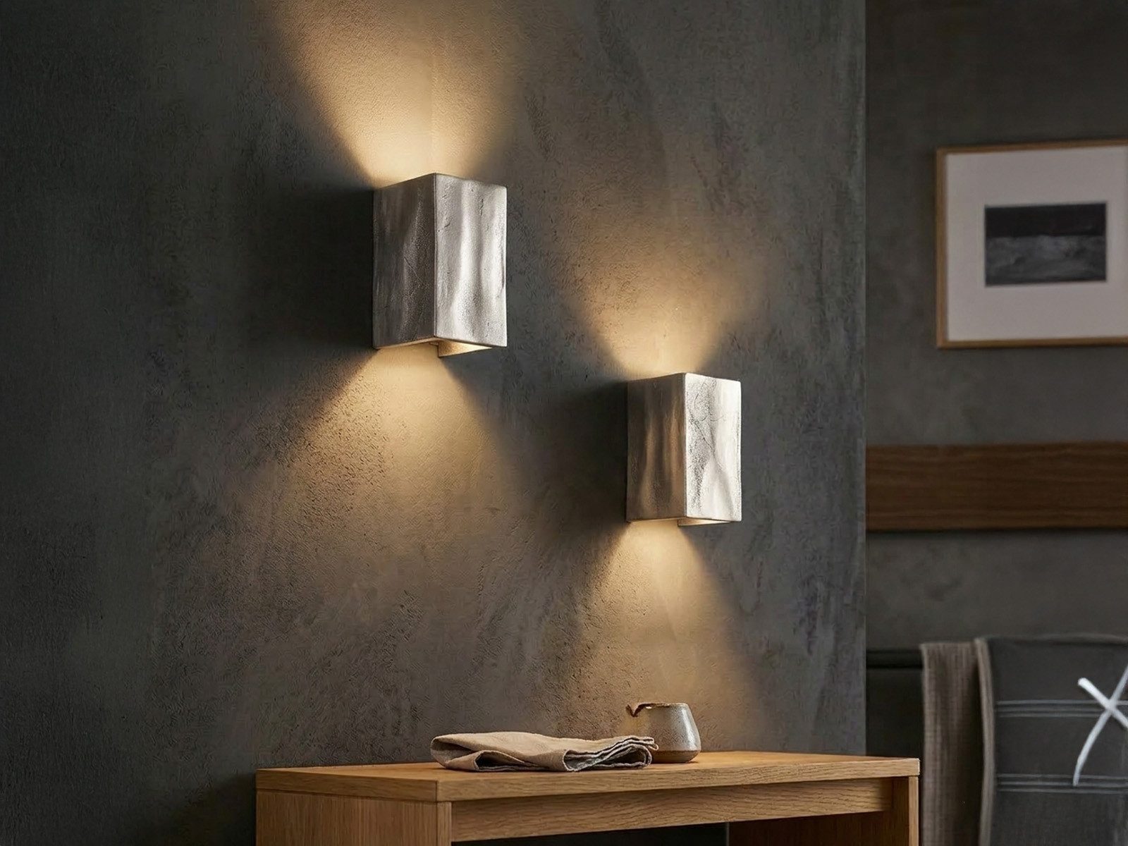FISCHER & HONSEL LED Wandleuchte Up Down Metall Silber Antik, Breite 10cm, LED wechselbar, Warmweiß, 2er SET Up Down, indirekte Wandbeleuchtung Innen, Wandlampe 10cm klein