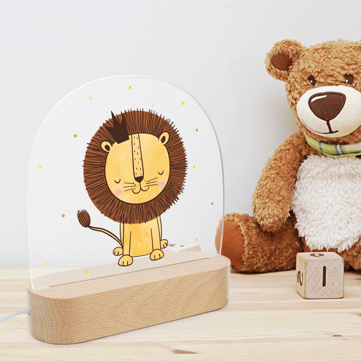 GRAVURZEILE LED Nachtlicht für Kinder, Beruhigend und Energiesparend - Löwen Design, LED, Warmweiß, Geschenk für Kinder & Baby