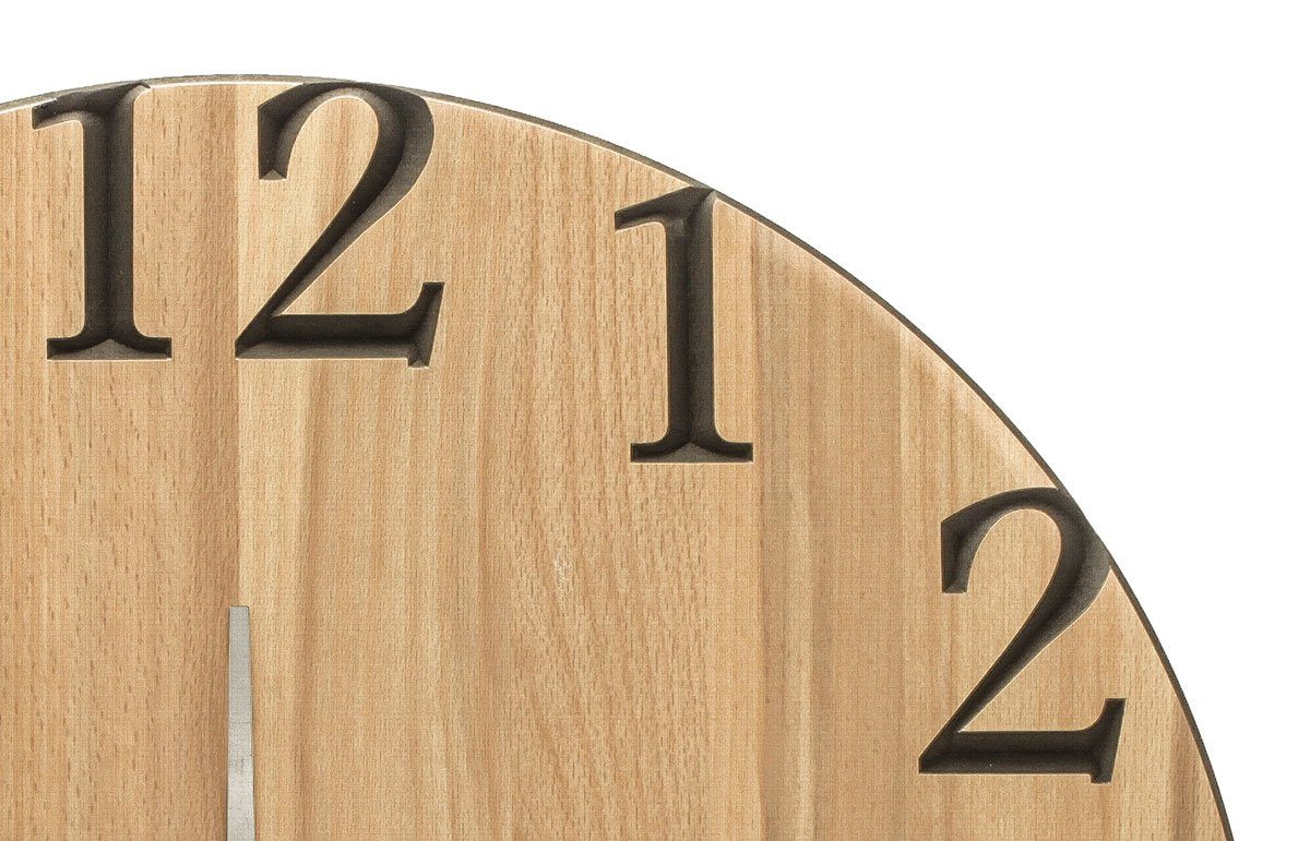 Levandeo® Wanduhr (Wand-Uhr Holz 60cm Kernbuche Deutsche Herstellung klassisch)