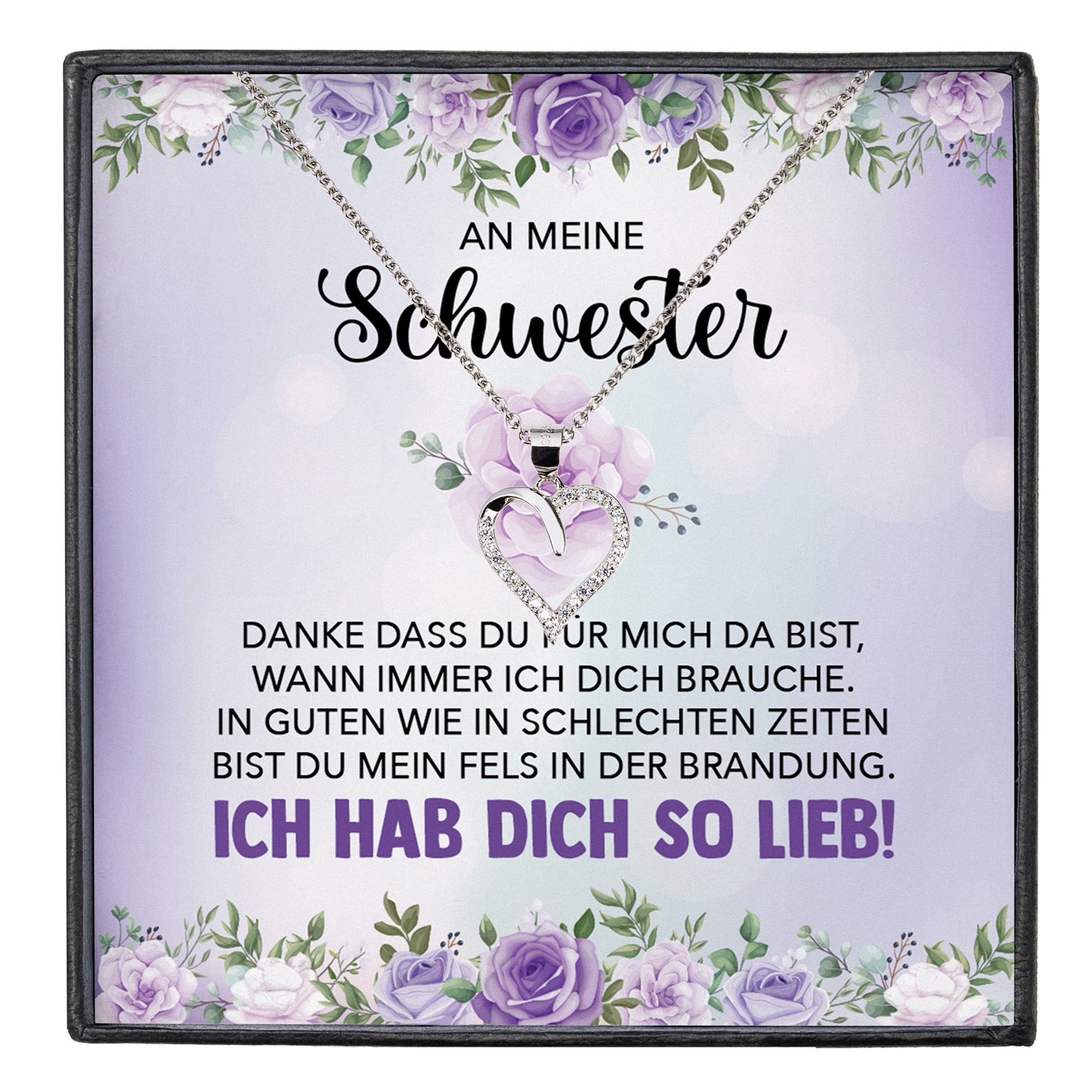 Schmuckset An Meine Schwester Geschenk Frauen Mädchen Herz Halskette Geschwister