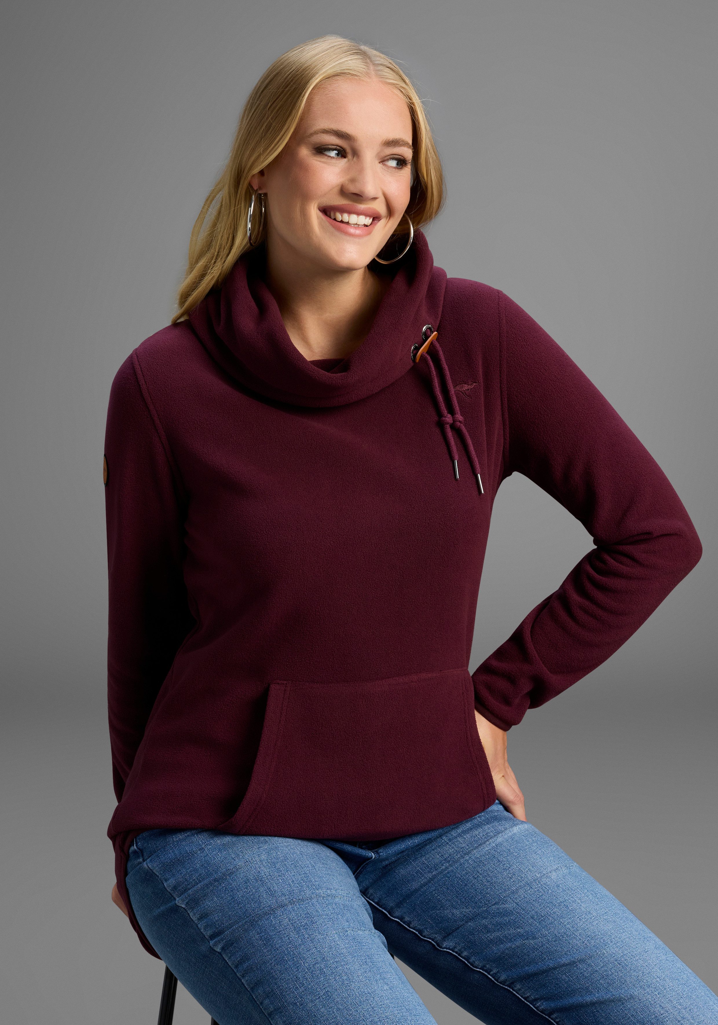 KangaROOS Fleecepullover hochschließender Kragen mit regulierbarer Weite, g günstig online kaufen