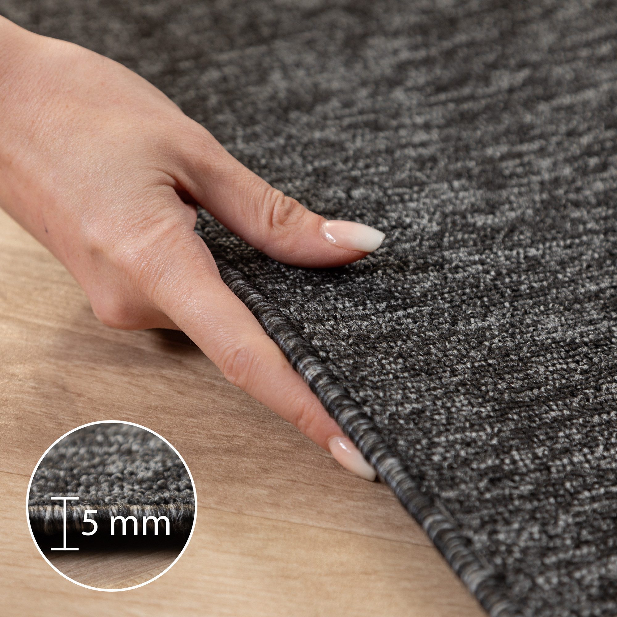 Carpettex Schlingenteppich Unicolor - Einfarbig, Läufer, Höhe: 7 mm, Kurzflor Schlingen Teppich Wohnzimmer Einfarbig Modern