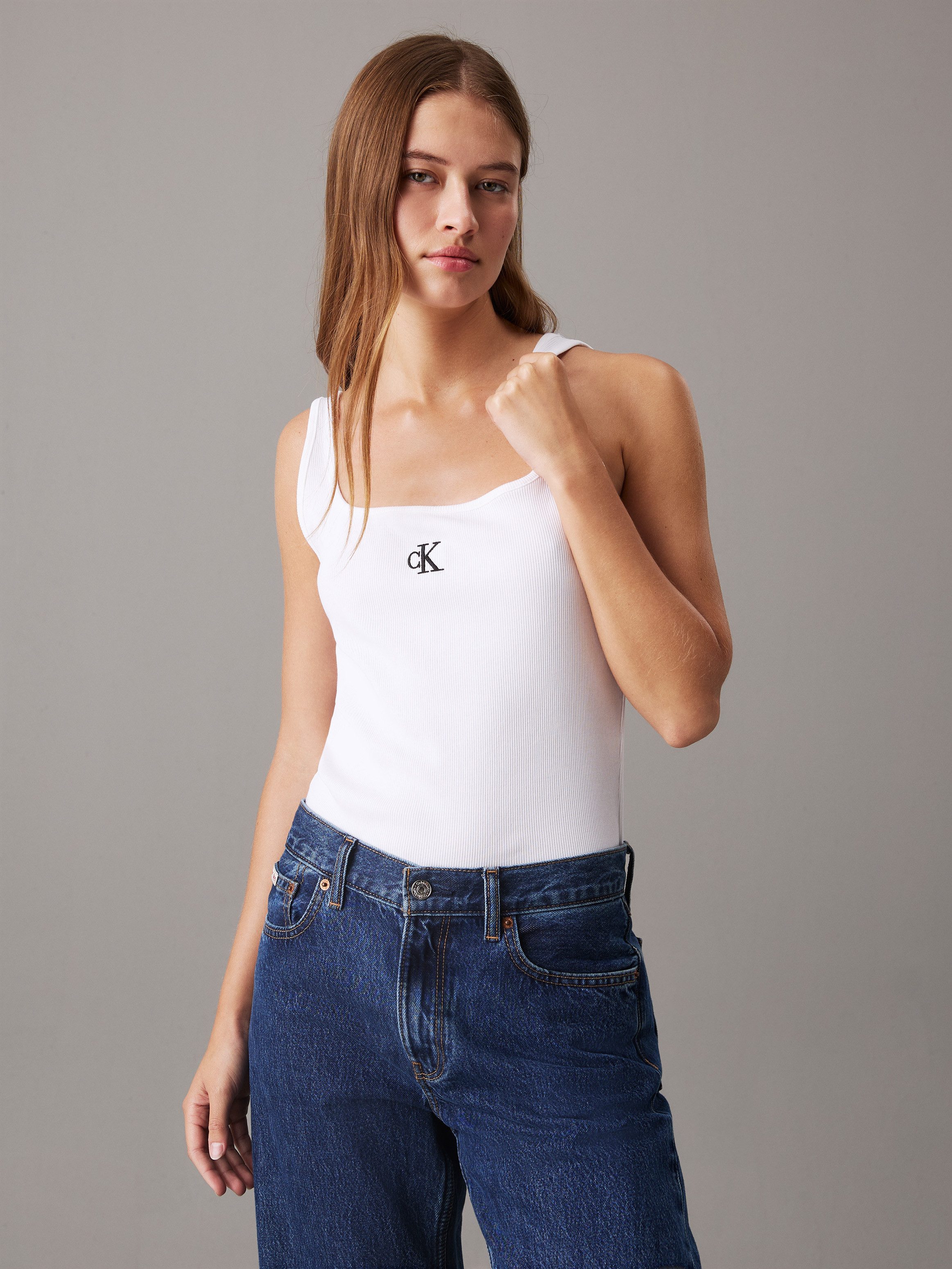 Calvin Klein Jeans Tanktop CK RIB TANK TOP mit eckigem Ausschnitt