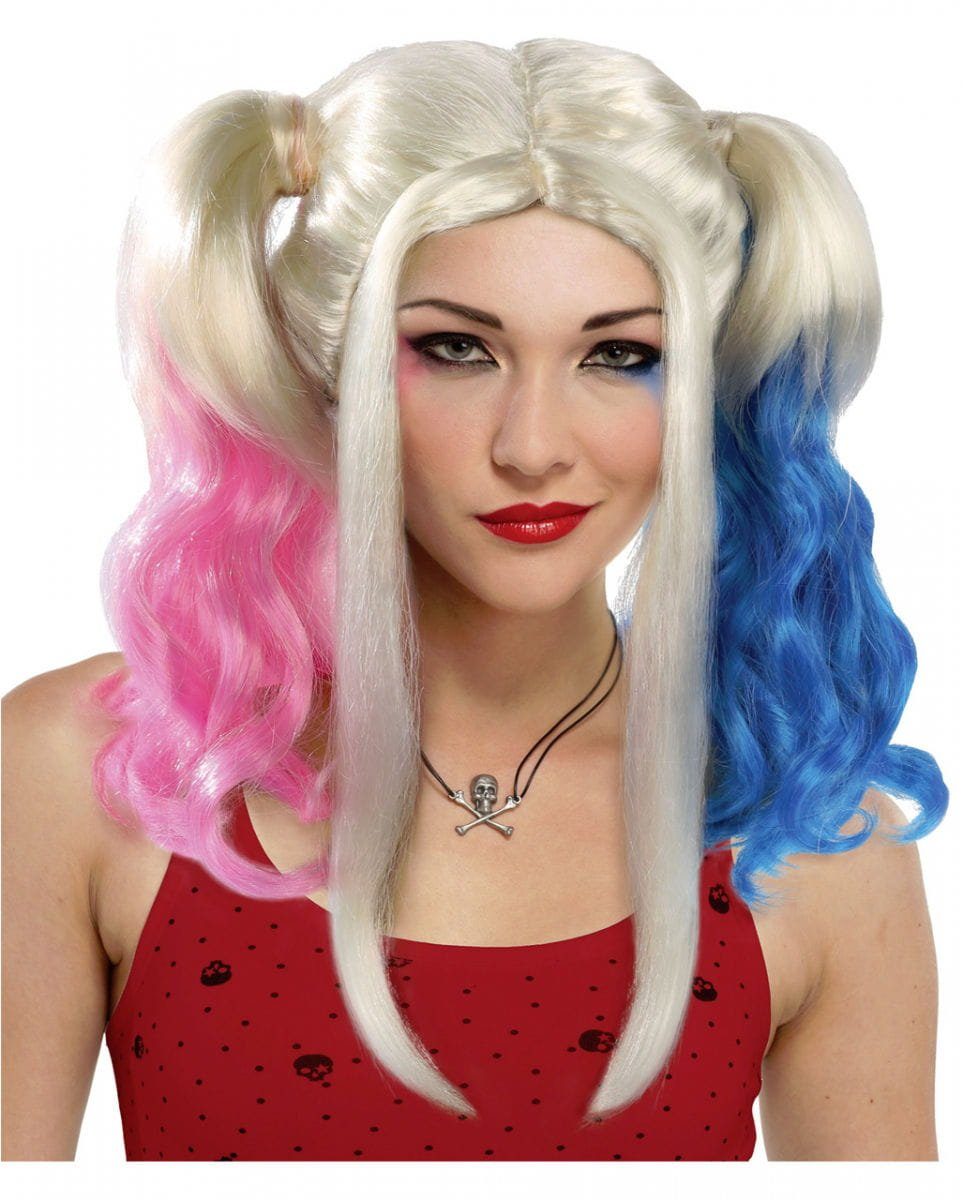 Horror-Shop Kostüm-Perücke Harley Suicide Comic Perücke für Halloween, Faschi
