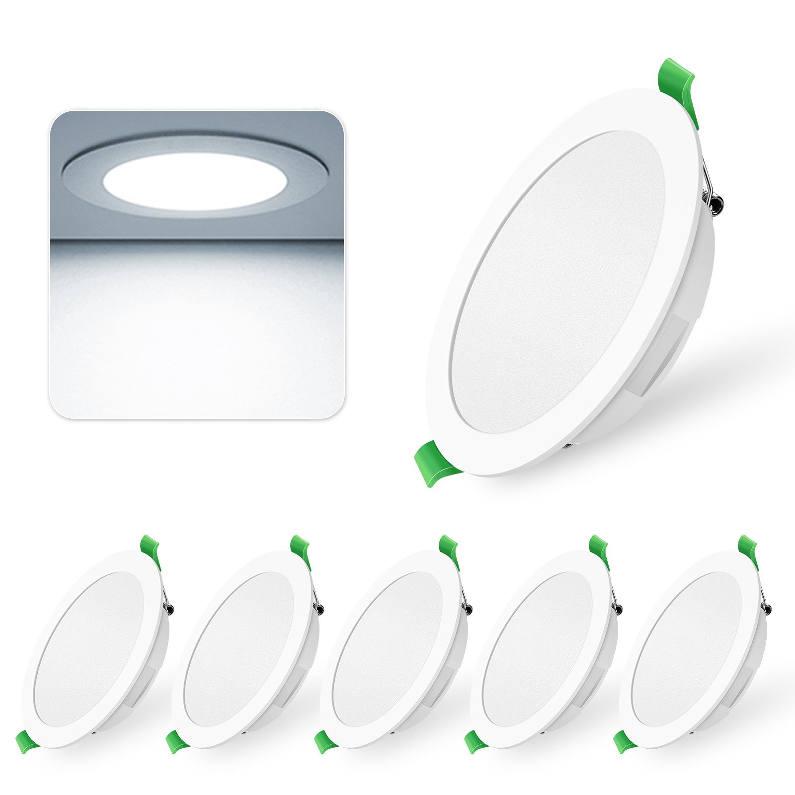 ALUSSO LED Einbaustrahler 6er-Set, IP44 Ultraflacher Deckenstrahler für Bad günstig online kaufen