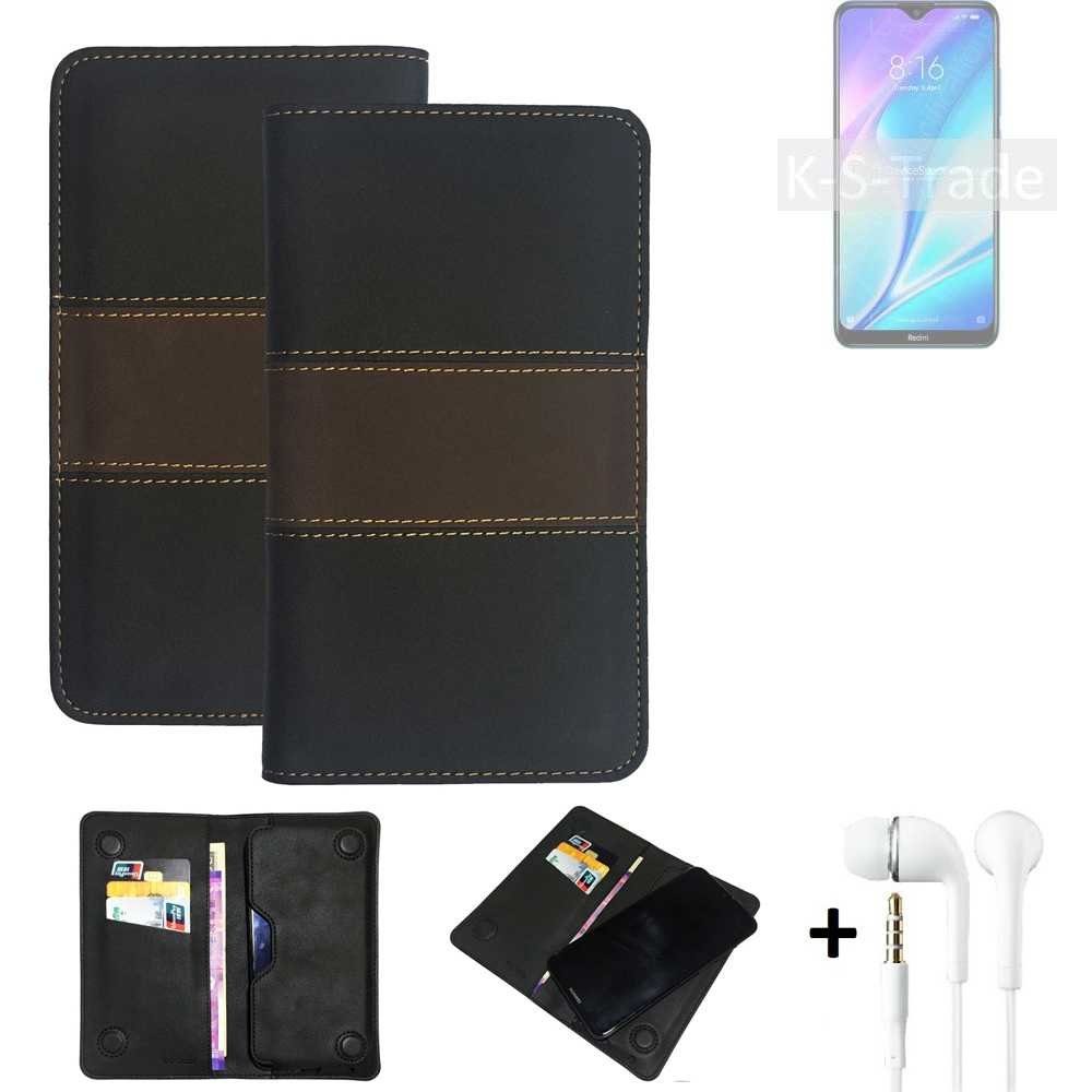 K-S-Trade Handyhülle für Xiaomi Redmi 9A, Handyhülle + Kopfhörer Schutzhülle Walletcase Bookstyle Tasche